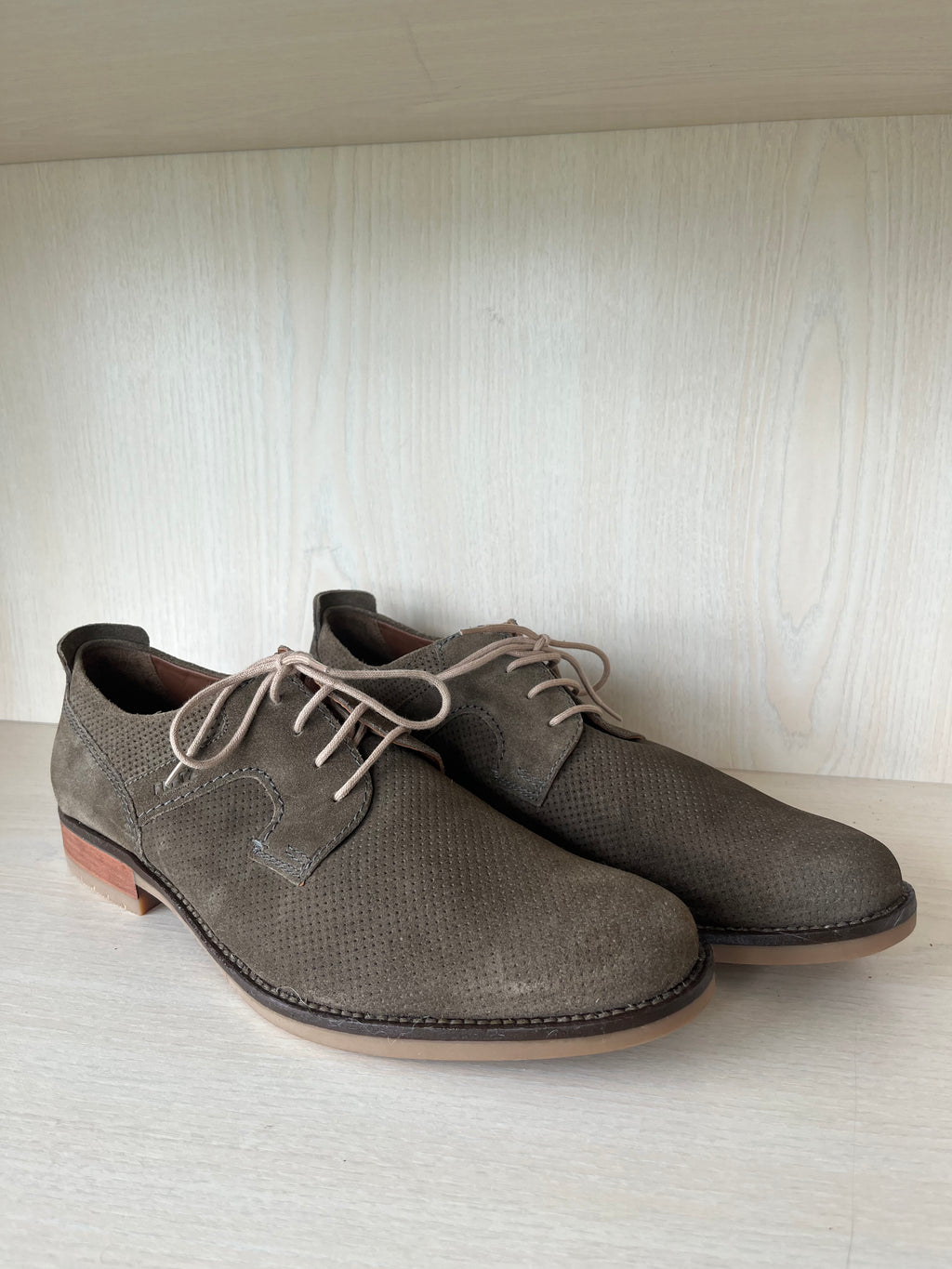Fretz Herren Derby Schuhe, Wildleder, Olivgrün, EU 44, Sehr guter Zustand