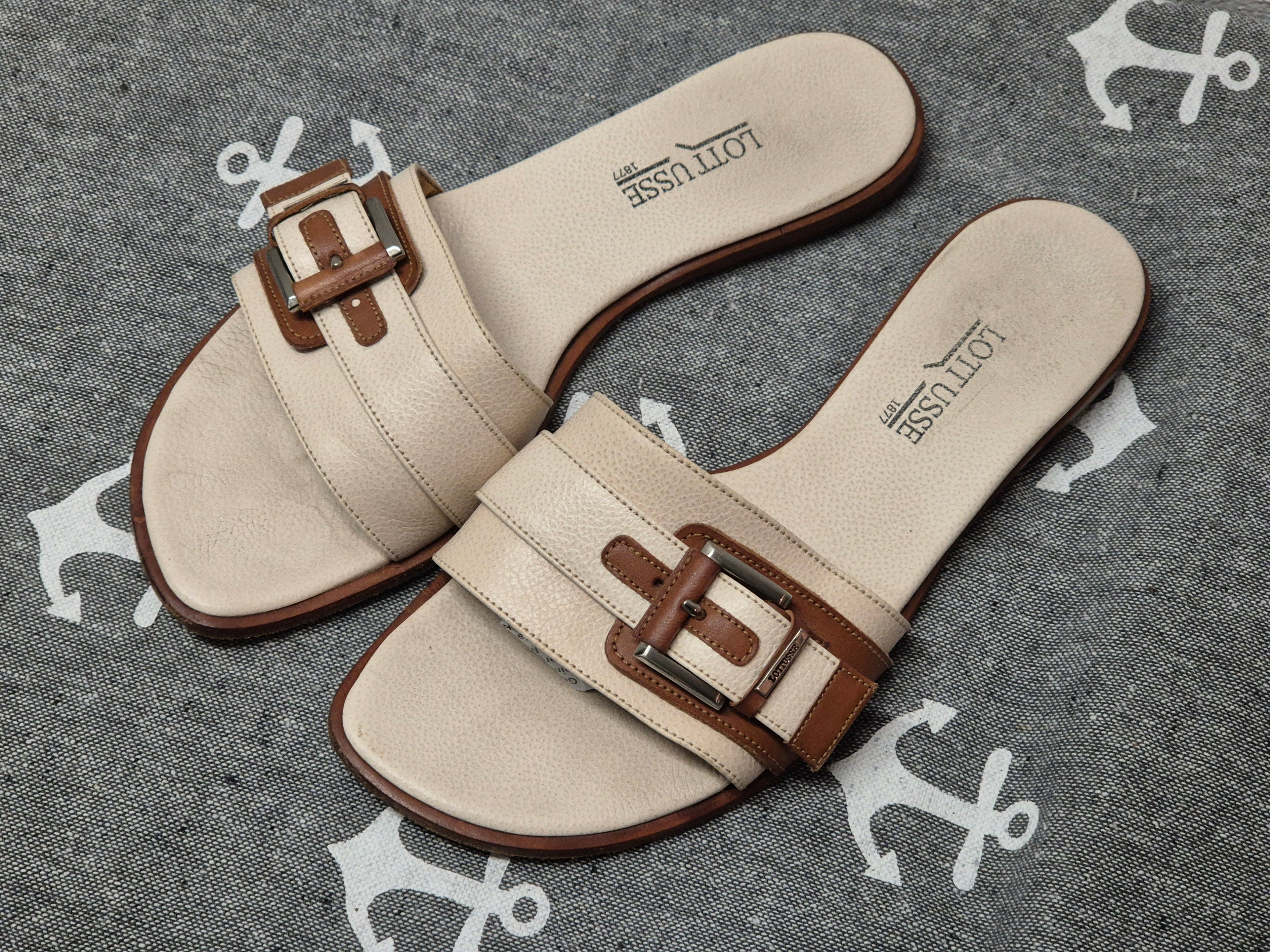 Lottusse Leder-Pantoletten EU 39 | Beige/Braun | Guter Zustand