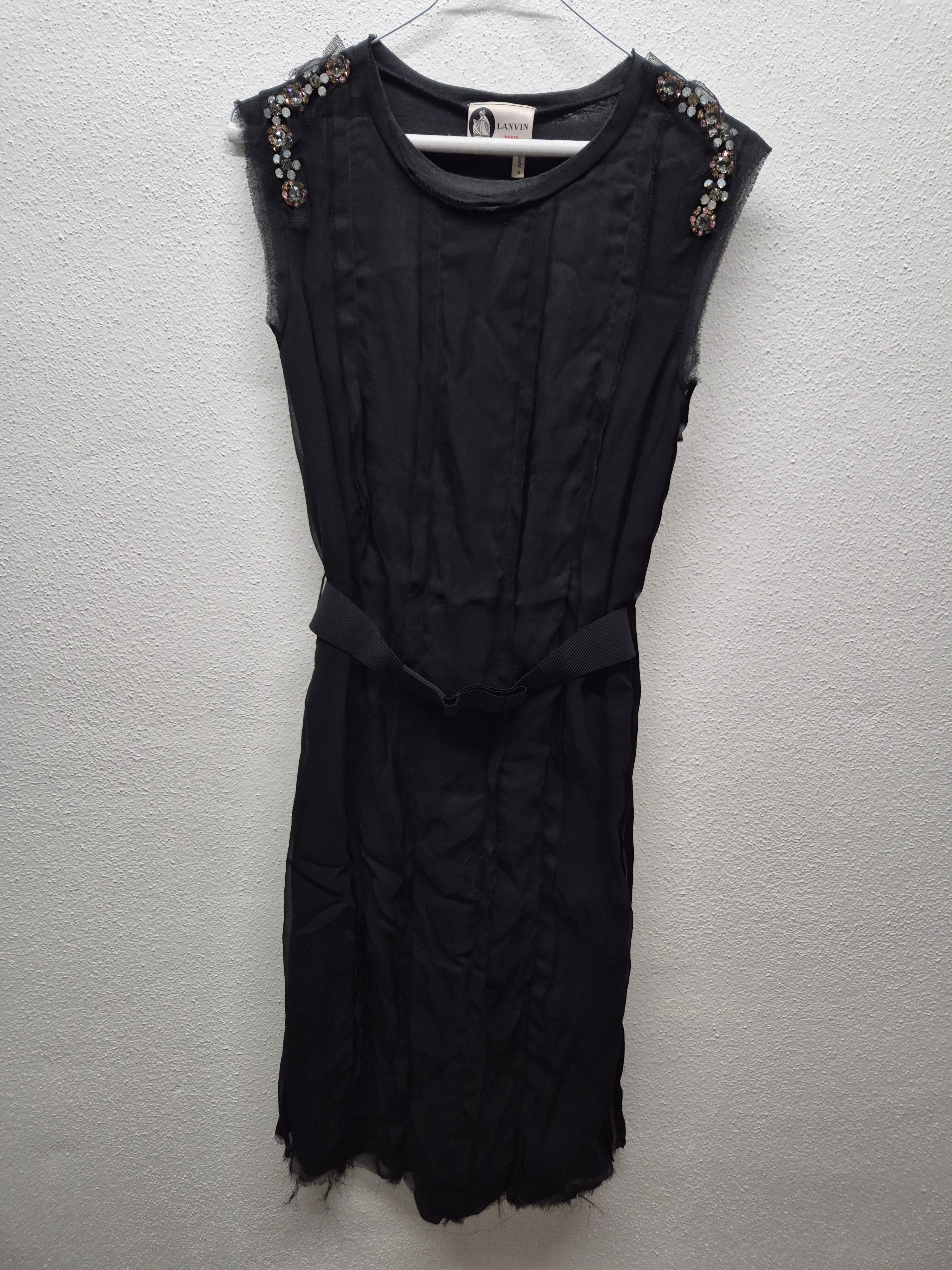 Lanvin Tunika Minikleid Schwarz XS Verziert Guter Zustand