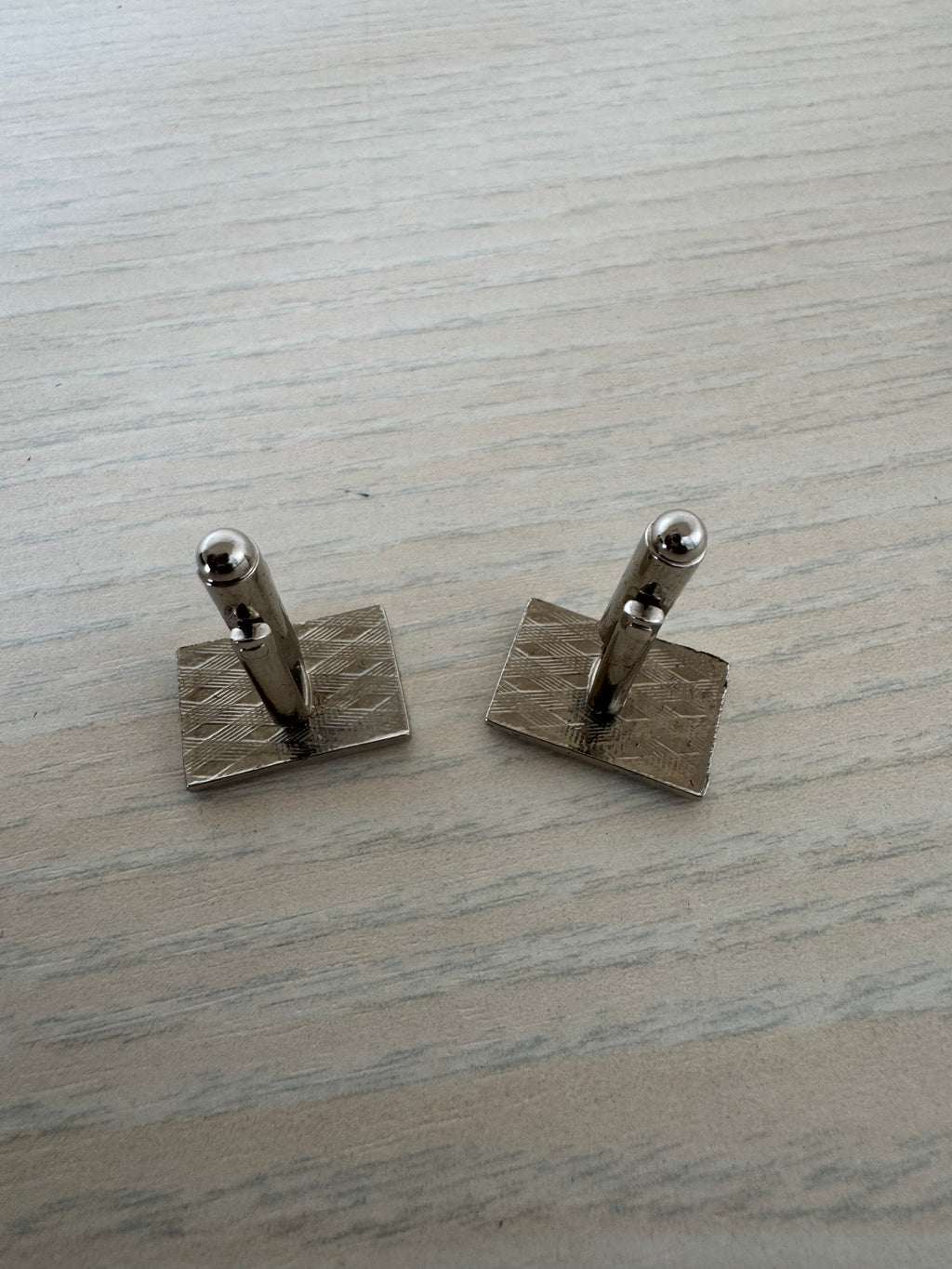 Mya Førn Silver-Tone Cufflinks with Clear Stone | Good | Presentation Box + 3 Sets