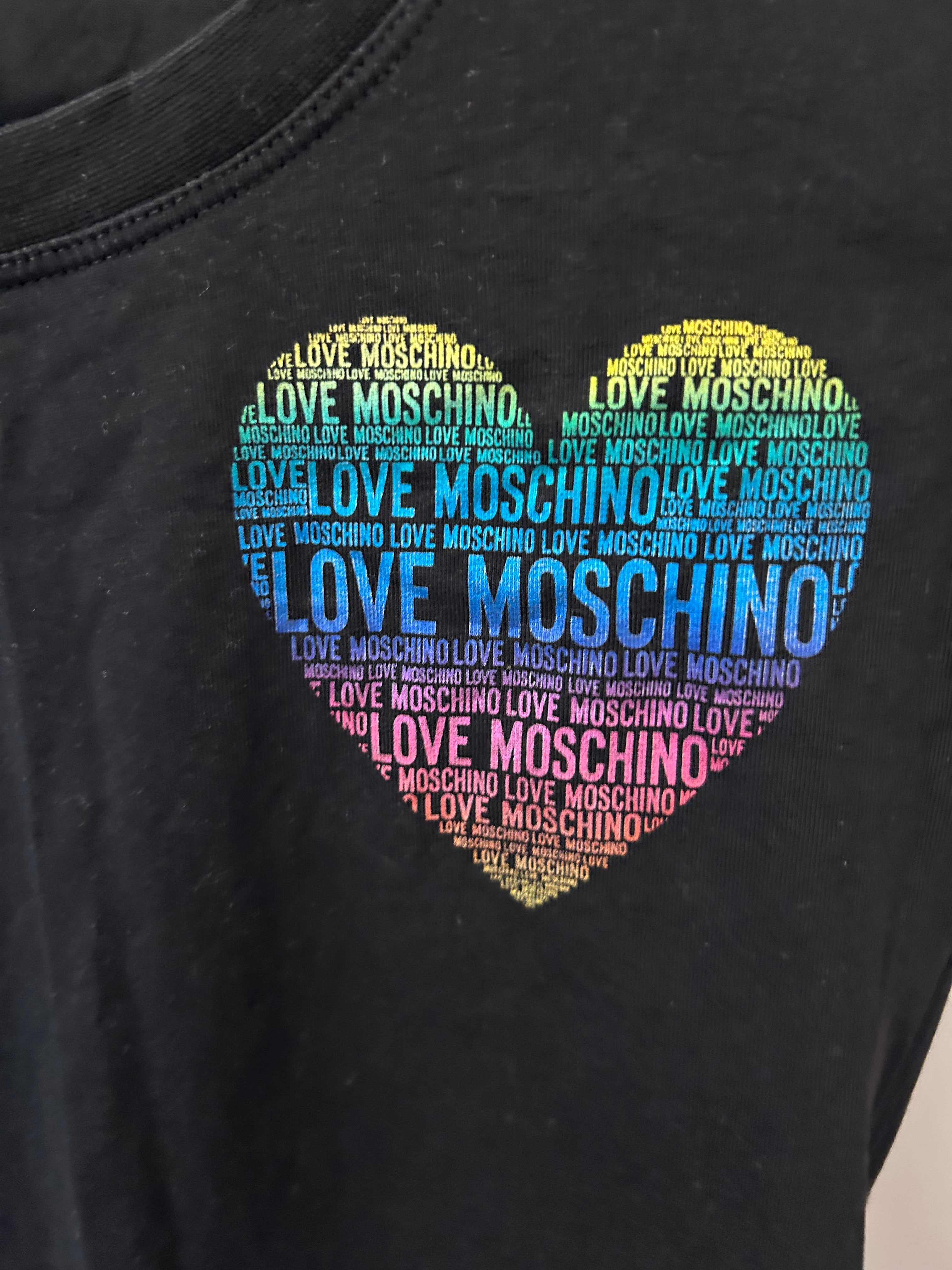 Love Moschino Pride Heart Tee | S (EU 48) | Schwarz Baumwolle | Sehr guter Zustand