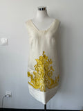 Giambattista Valli Shift Dress IT 44 Silk White Yellow Floral