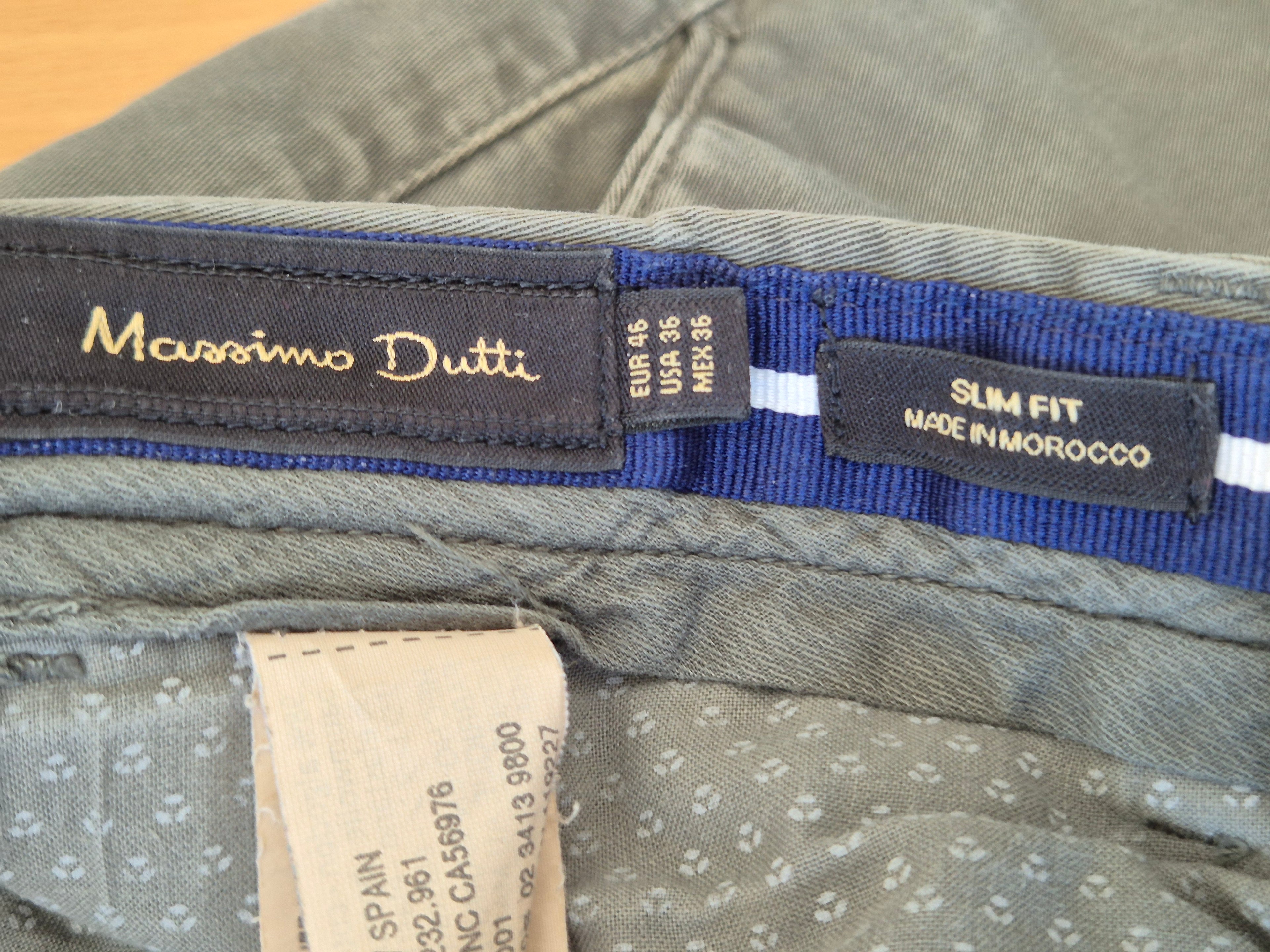 Massimo Dutti Slim Fit Chino – Khaki, Gr. 46 (US 36), Gebraucht