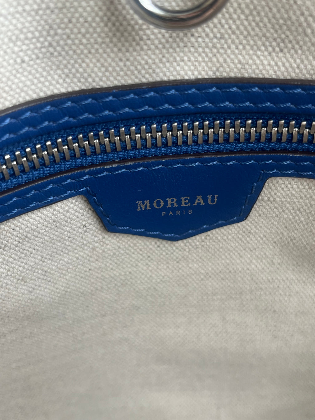 Moreau Paris Saint-Tropez MM Tote Deep Blue Canvas Leder Sehr Gut 29cm