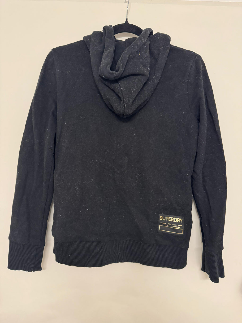Superdry Established Graphic Hoodie – Black, Good Condition