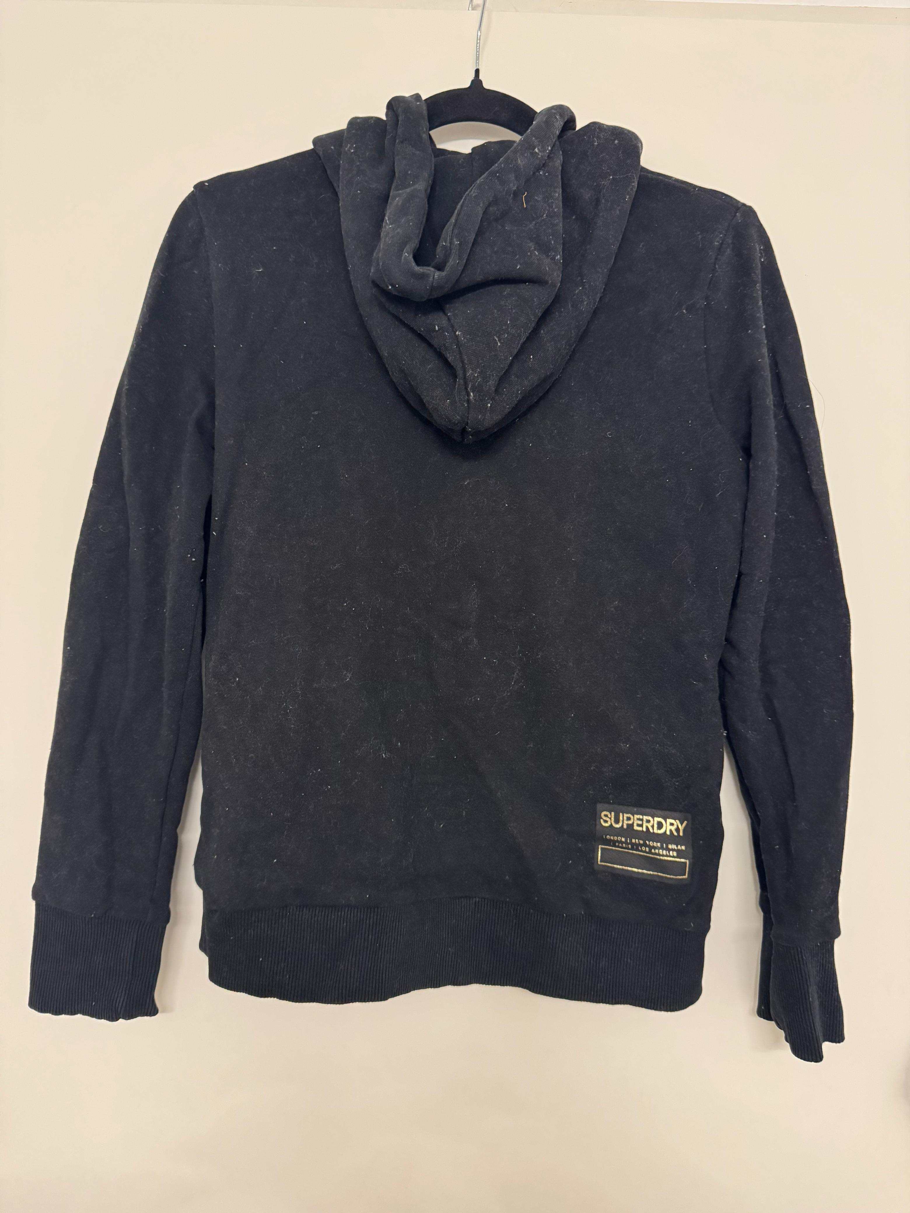 Superdry Established Graphic Hoodie – Black, Good Condition