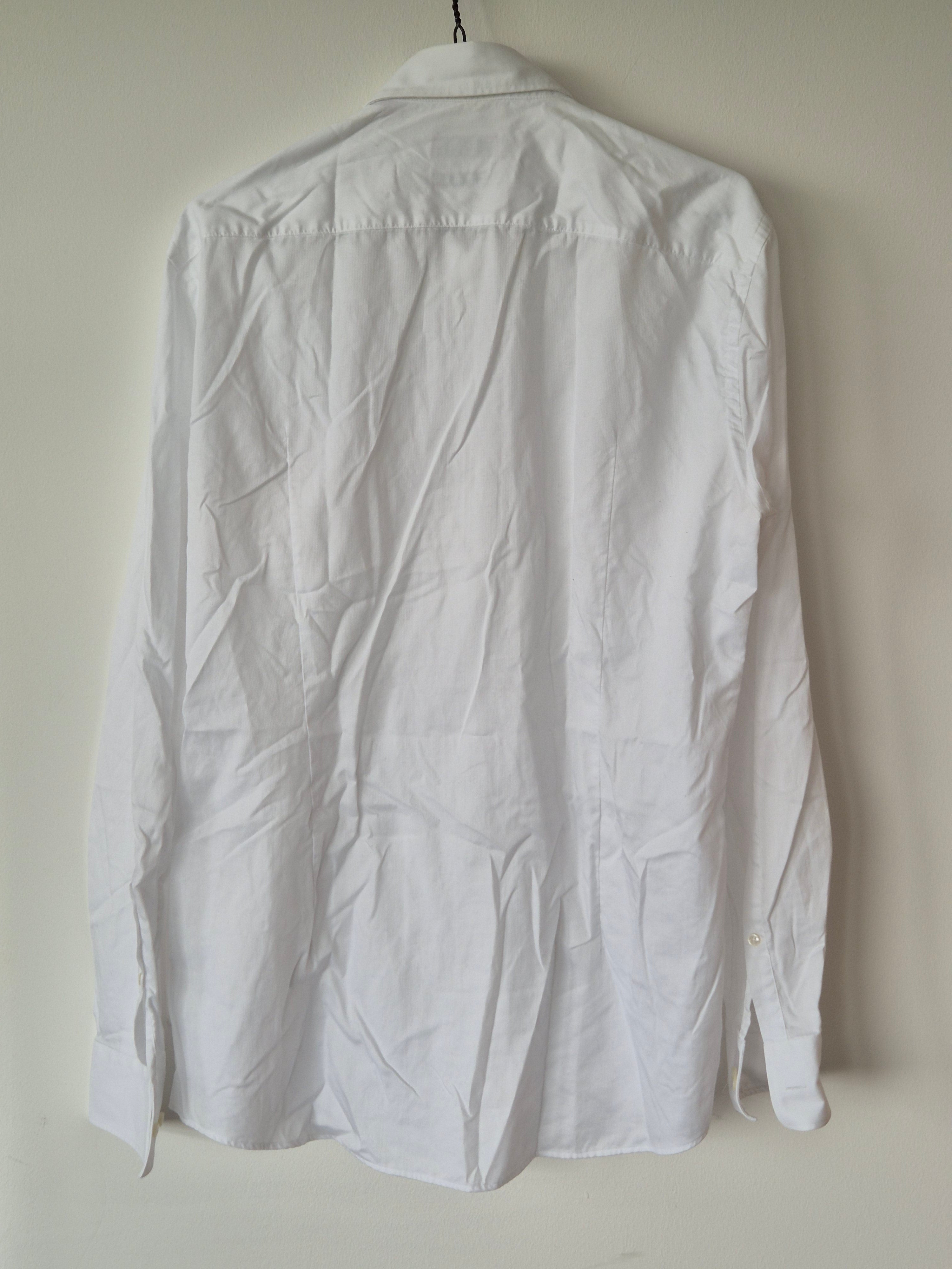 HUGO Slim Fit White Oxford Shirt, Size 39, Normal Use, Minor Collar Discoloration