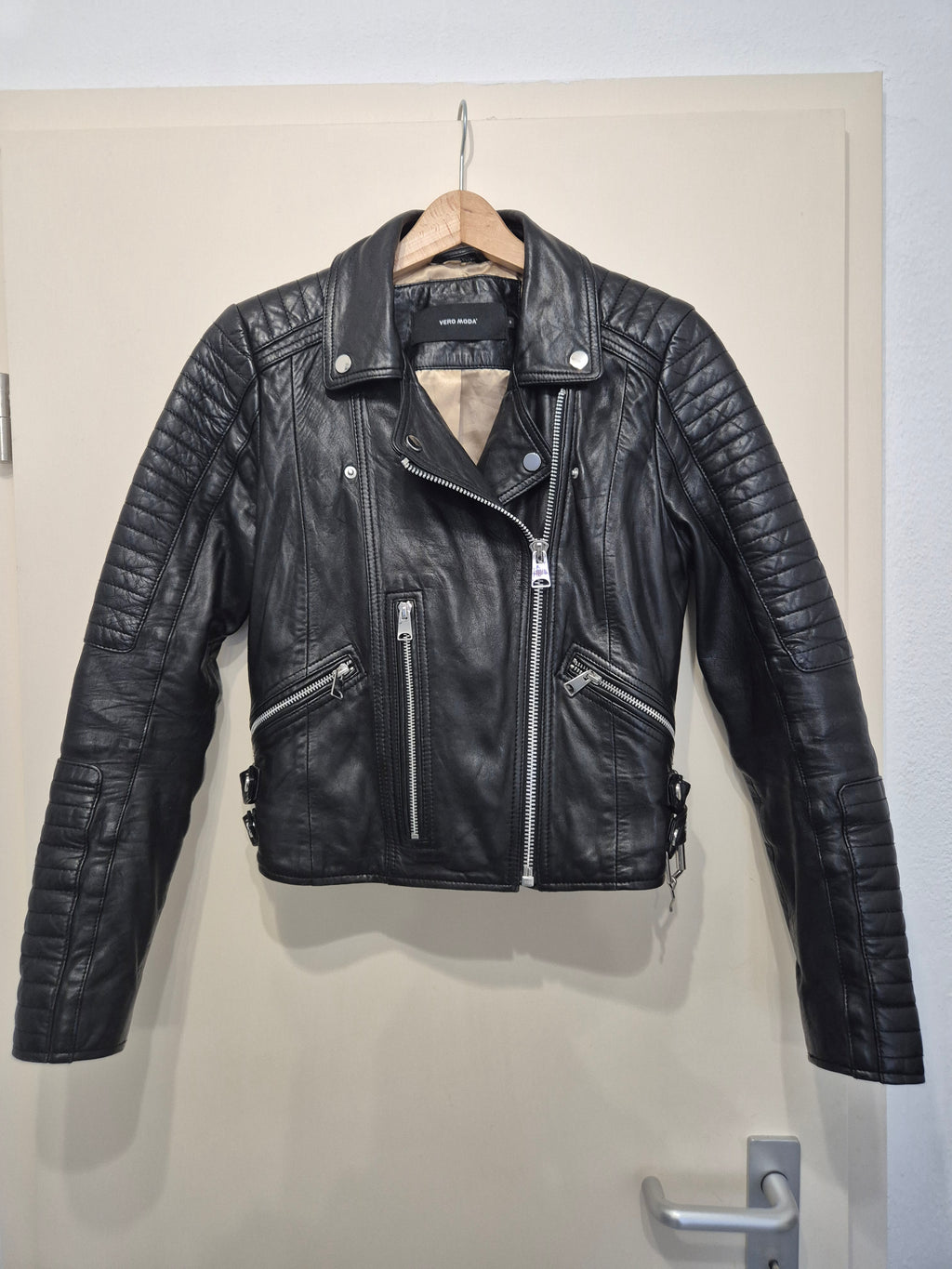 VERO MODA Vimalicia Lederjacke – Schwarz, Gr. S, Sehr gut