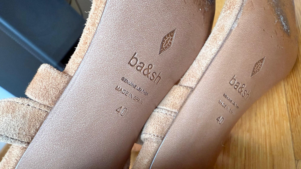 ba&sh Suede Block-Heel Sandals | EU 40 | Light Brown | Good Condition