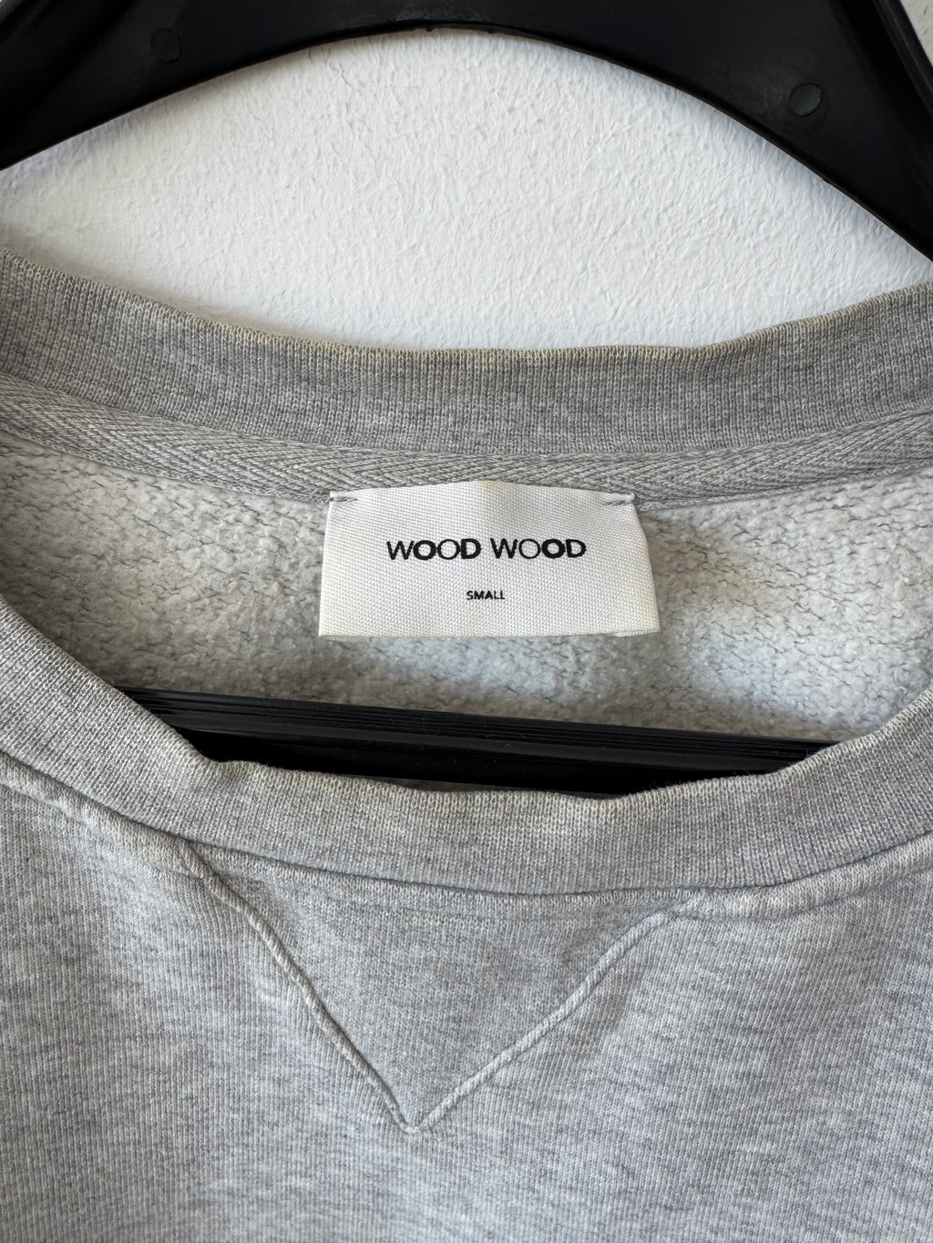 Wood Wood W Logo Sweatshirt Grau Größe S – Guter Zustand