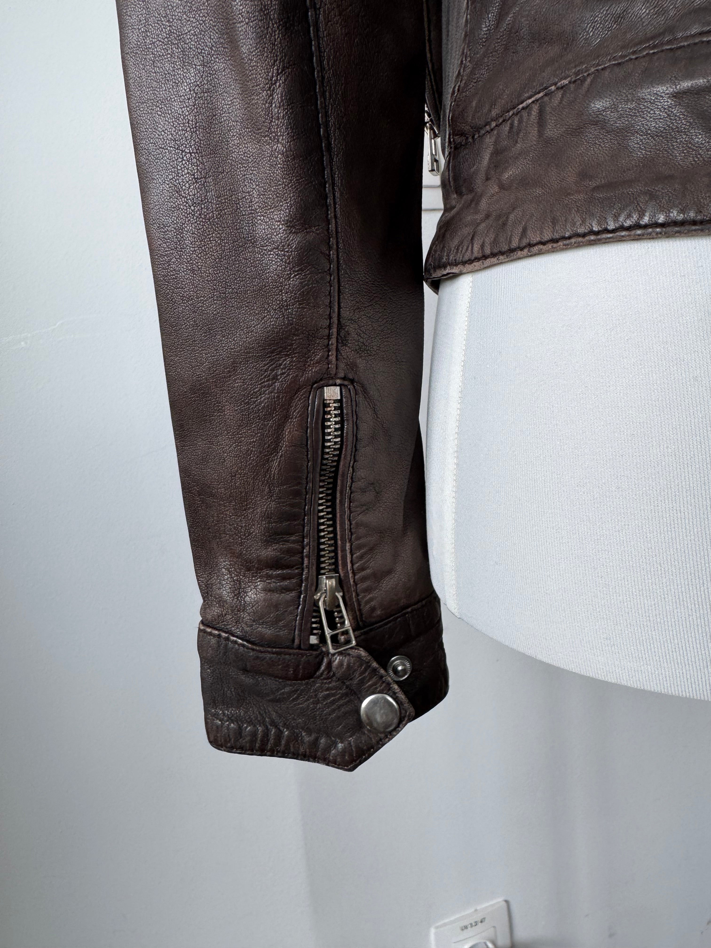 Goosecraft Damen Biker Lederjacke XS Braun Lammleder Gebraucht