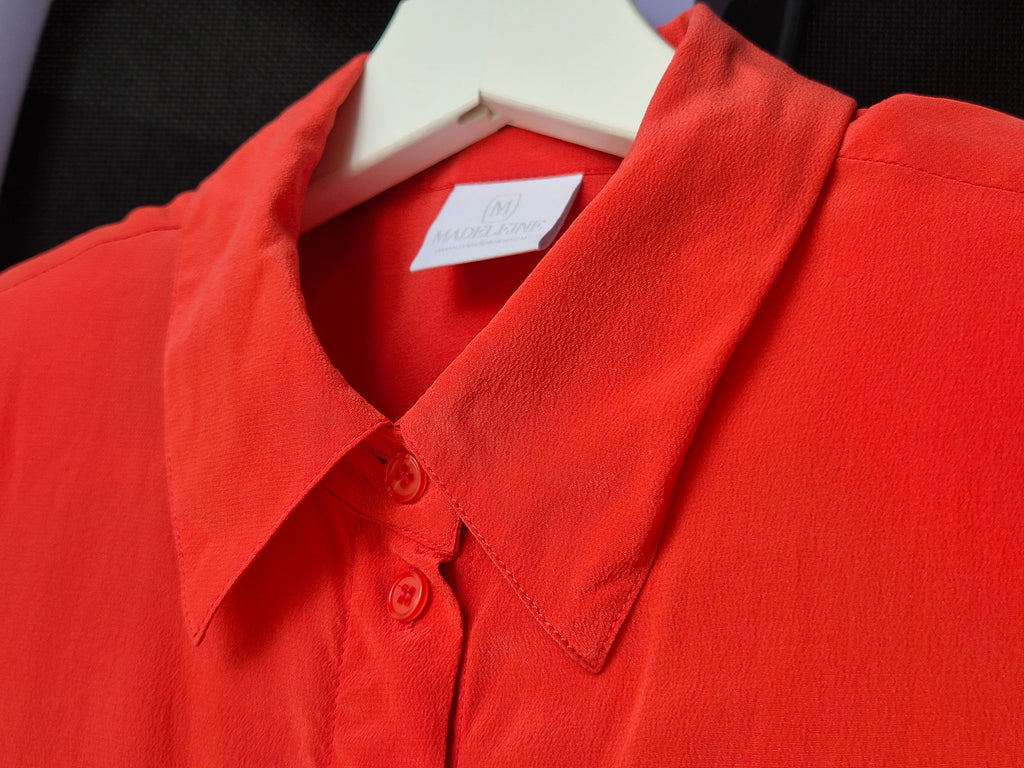 MADELEINE red silk blouse XS, long sleeves, very good condition