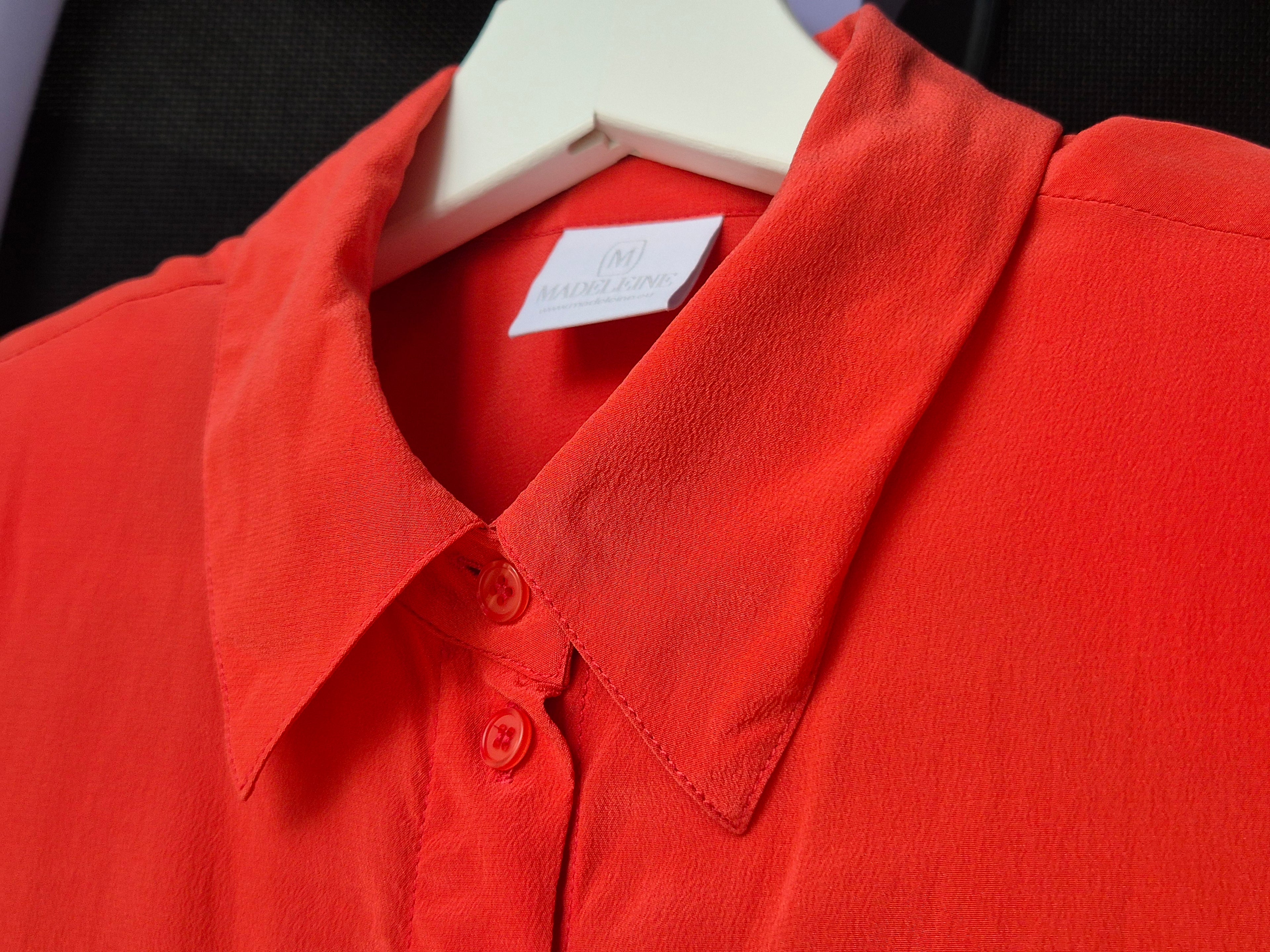 MADELEINE red silk blouse XS, long sleeves, very good condition