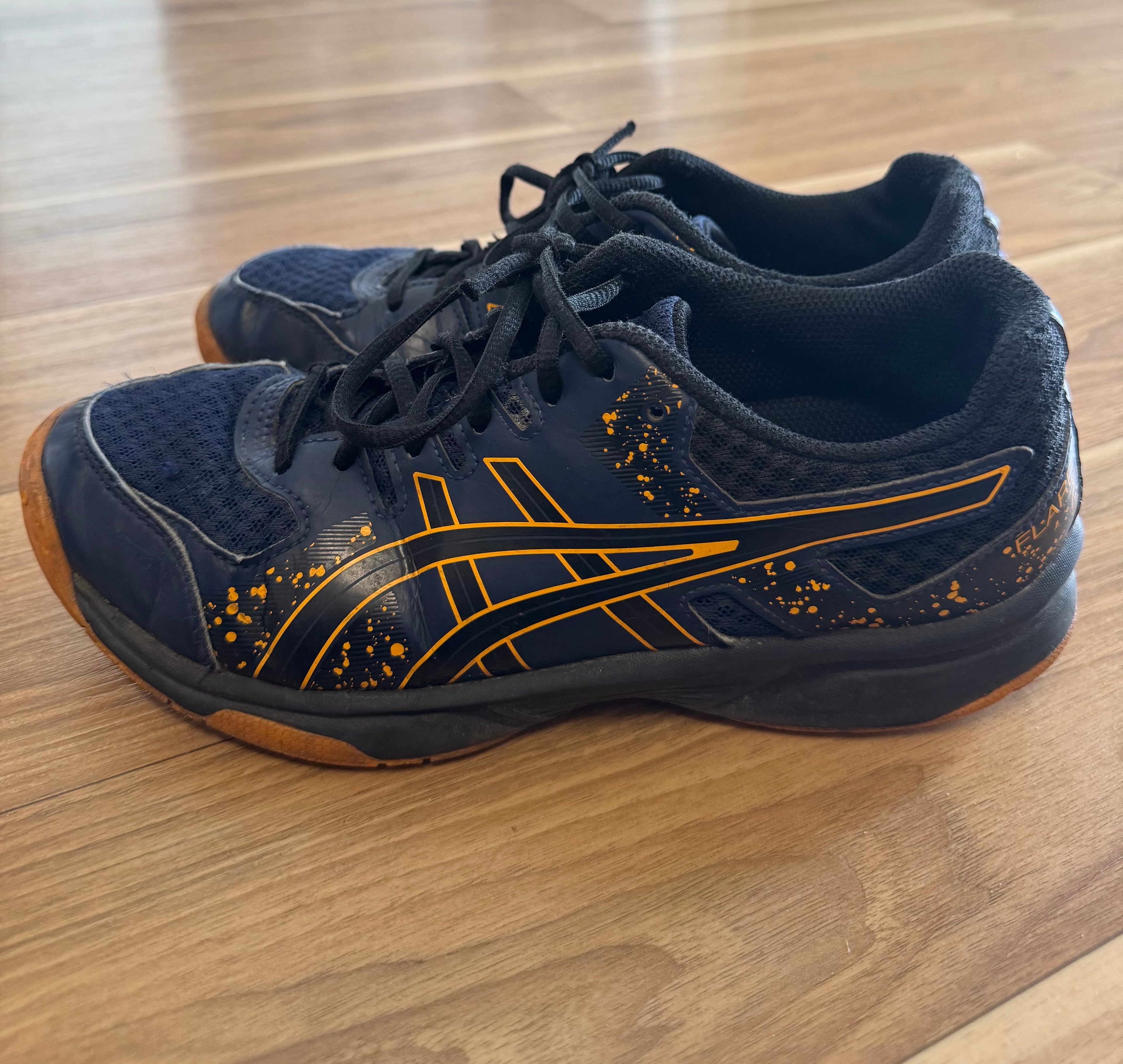 ASICS Gel-Flare 7 Volleyballschuhe | EU 35.5 | Blau/Schwarz-Gelb | guter Zustand