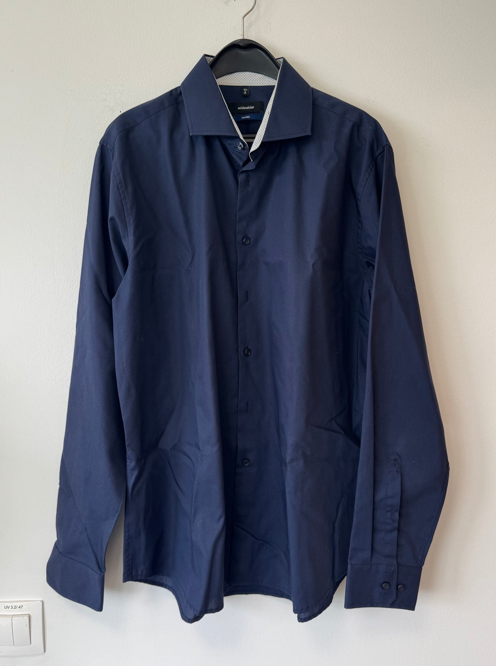 Seidensticker Men’s Tailored Shirt 16½/42 Navy Blue – Good Condition