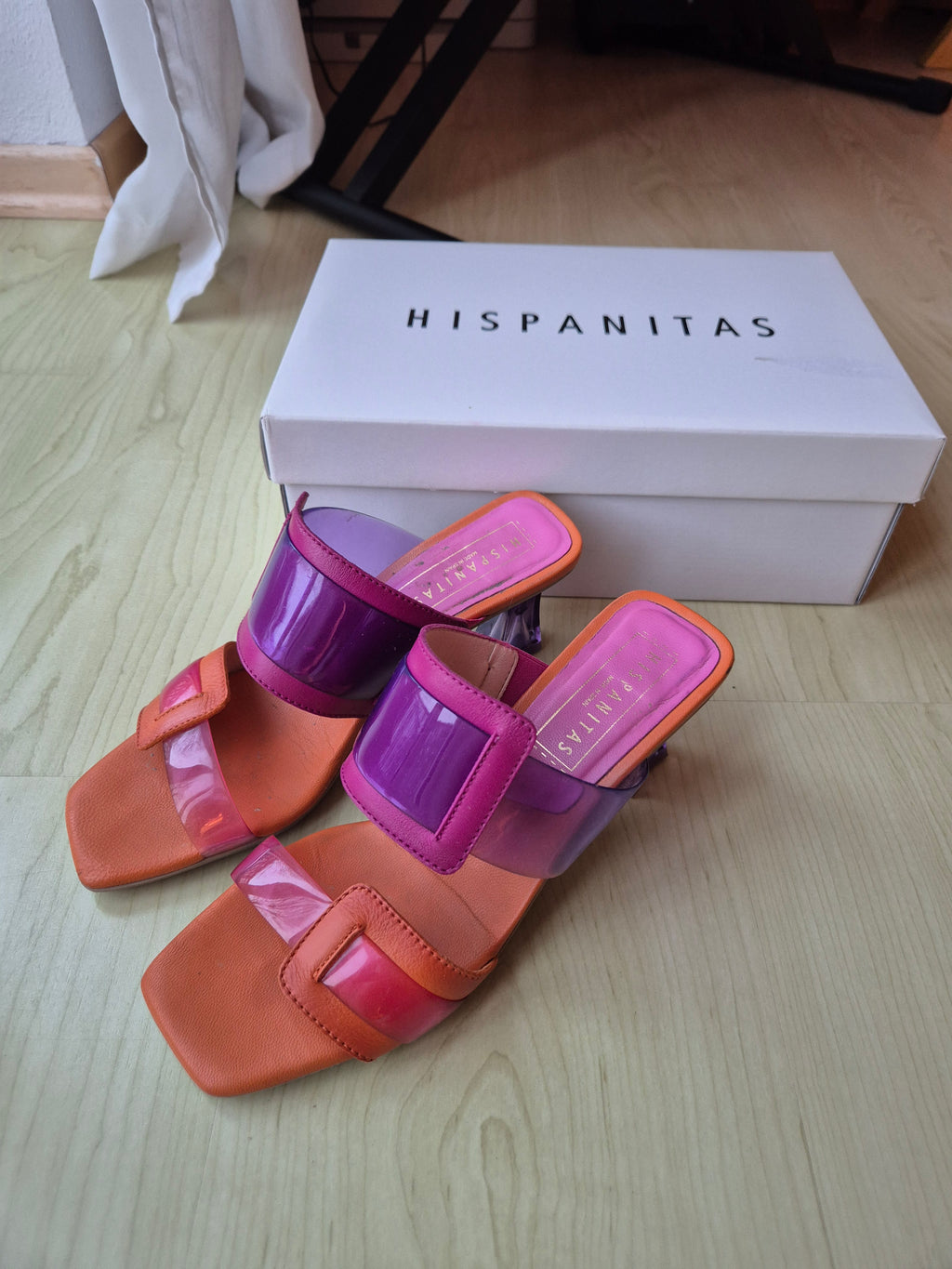 Hispanitas Greta Sandale, Papaya/Orchid, Gr. 38, Leder/Vinyl, wie neu