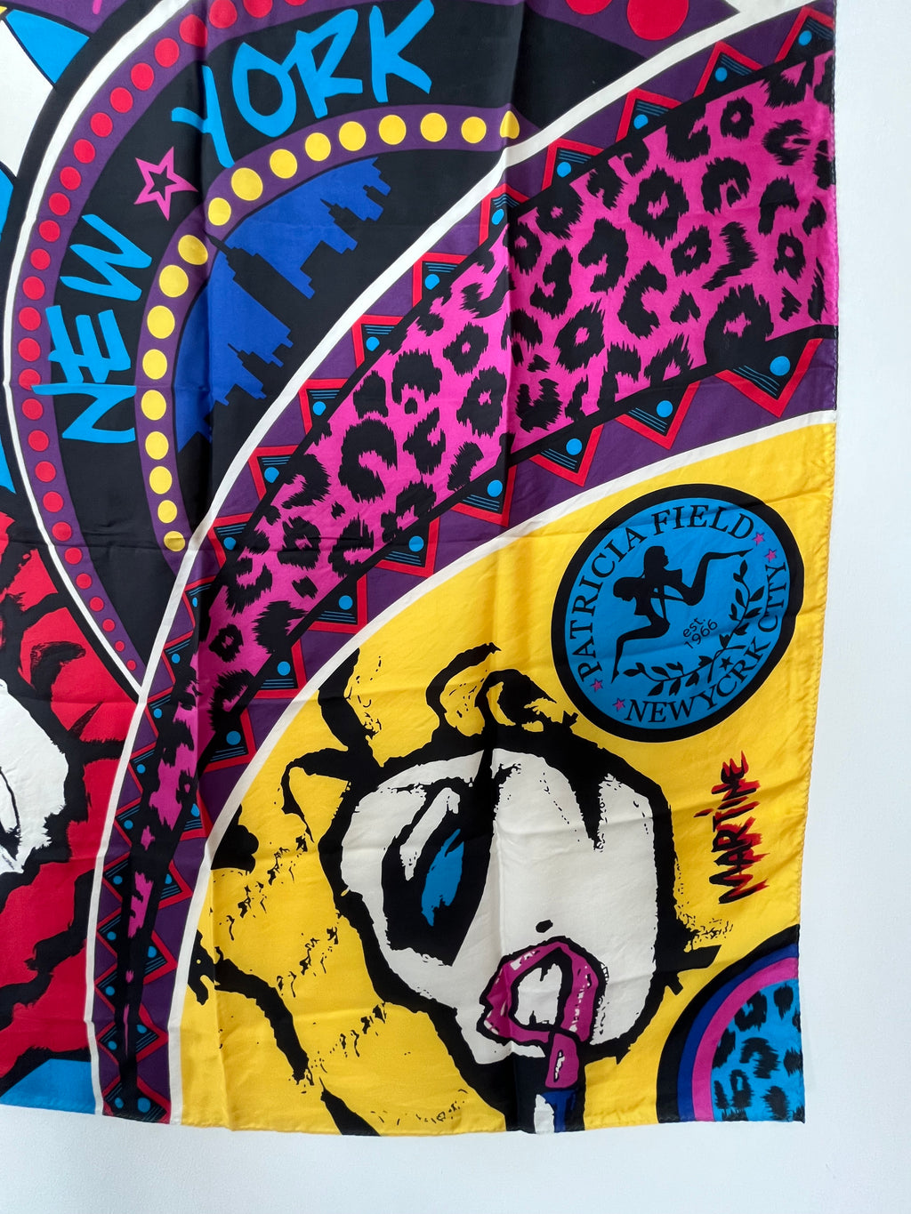 Patricia Field NYC Pop Art Seidenschal ca. 90x90cm Multicolor Sehr Gut