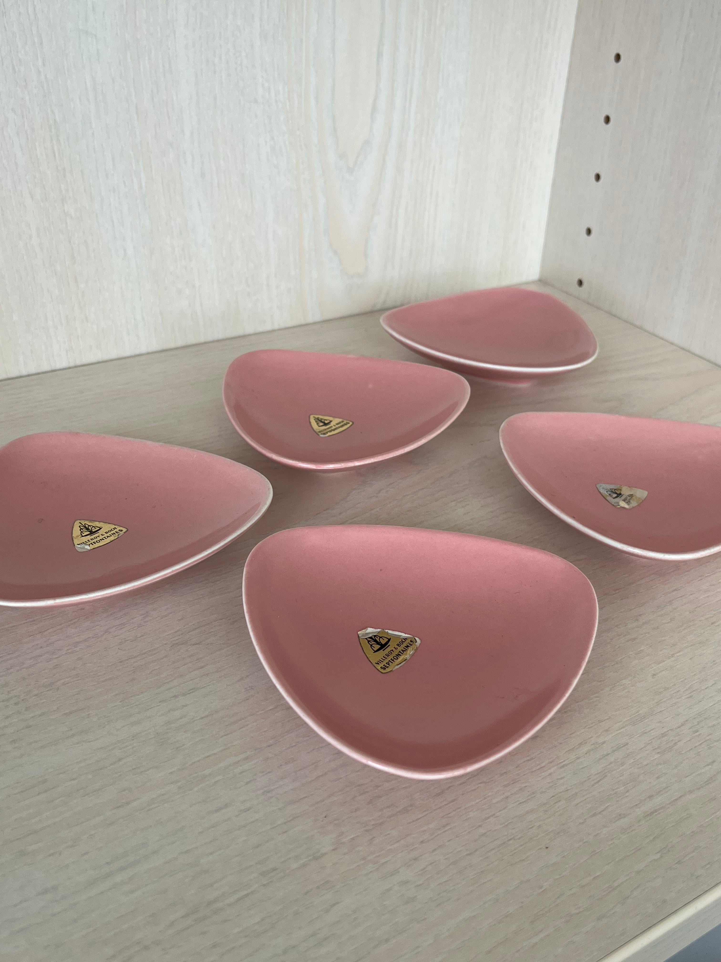 5x Villeroy & Boch Septfontaines Schalen Rosa 11cm | Gut | Dreieckig