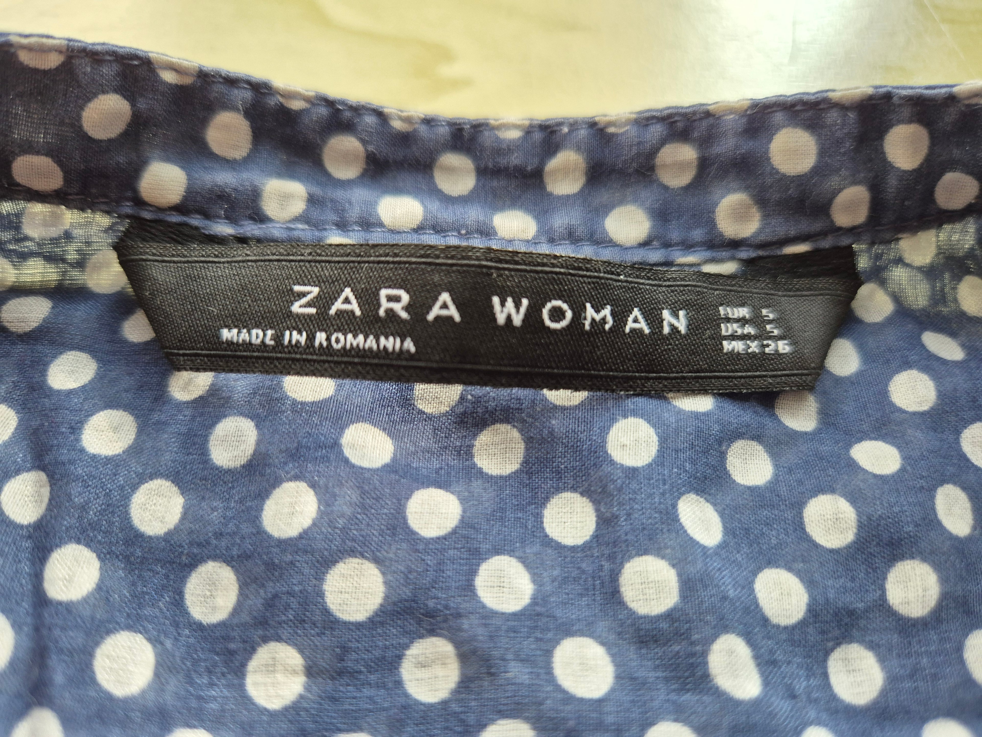 Zara Woman Blouse | Size S | Blue & White Polka Dots | Good Condition