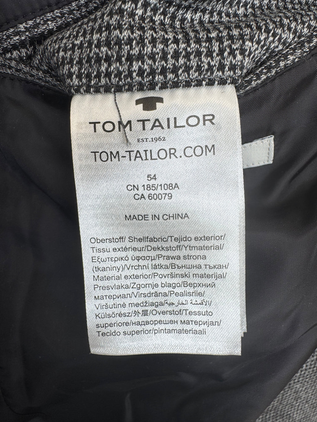 Tom Tailor Herren Blazer – Grau, Gr. 54, Polyester-Baumwolle, guter Zustand