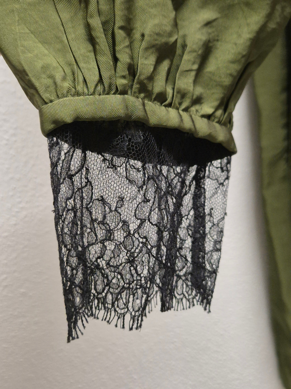 Dorothee Schumacher Lace Cuff Dress Army Green Medium Cotton Sateen Very Good
