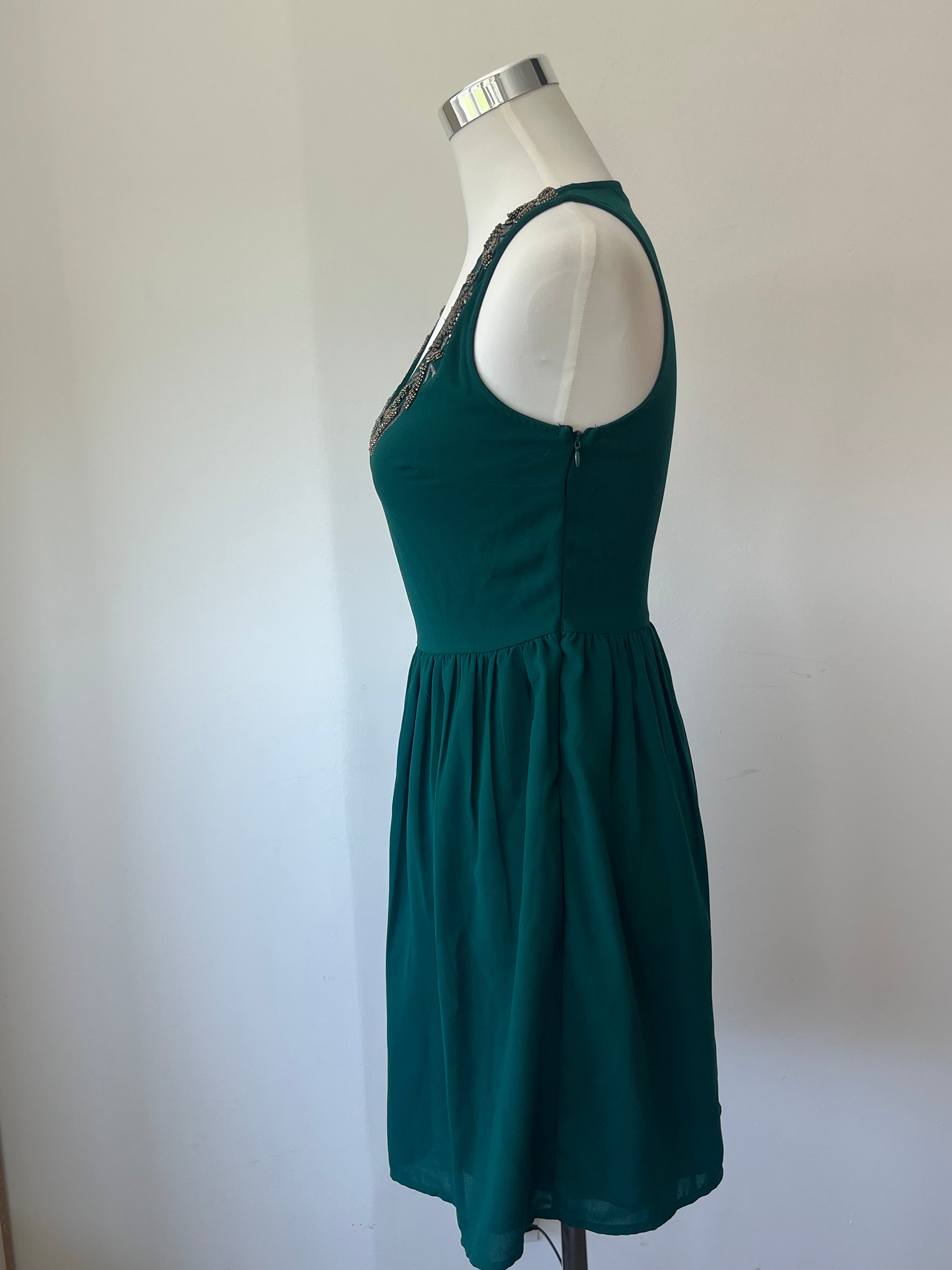 Zara TRF Kleid mit Perlen, Gr. S, Teal, Sehr guter Zustand