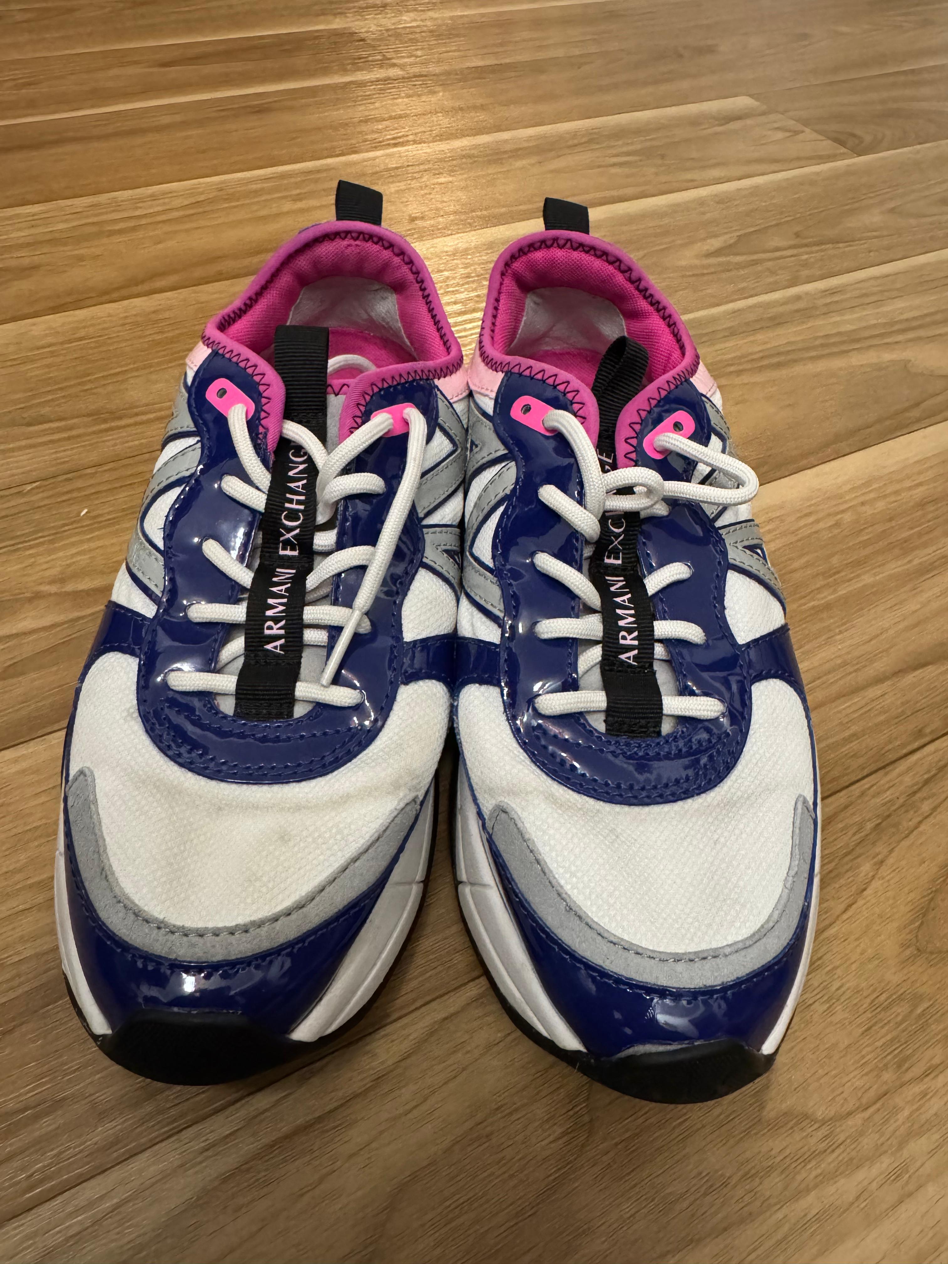 Armani Exchange Chunky Low-Top Sneakers EU 39 White/Blue/Pink – Very Good
