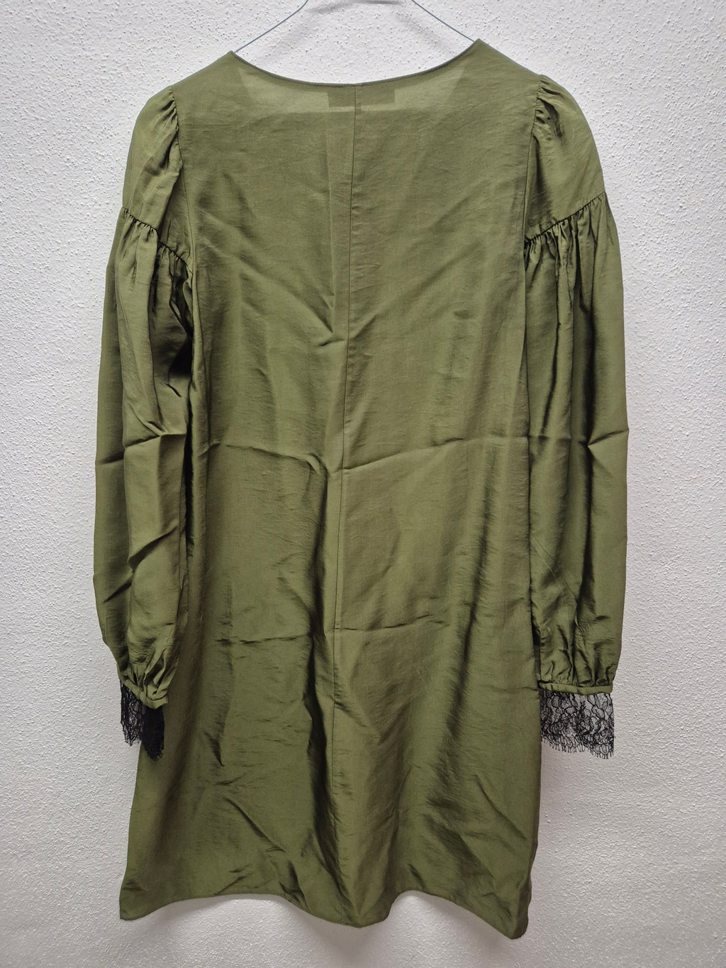 Dorothee Schumacher Lace Cuff Dress Army Green Medium Cotton Sateen Very Good