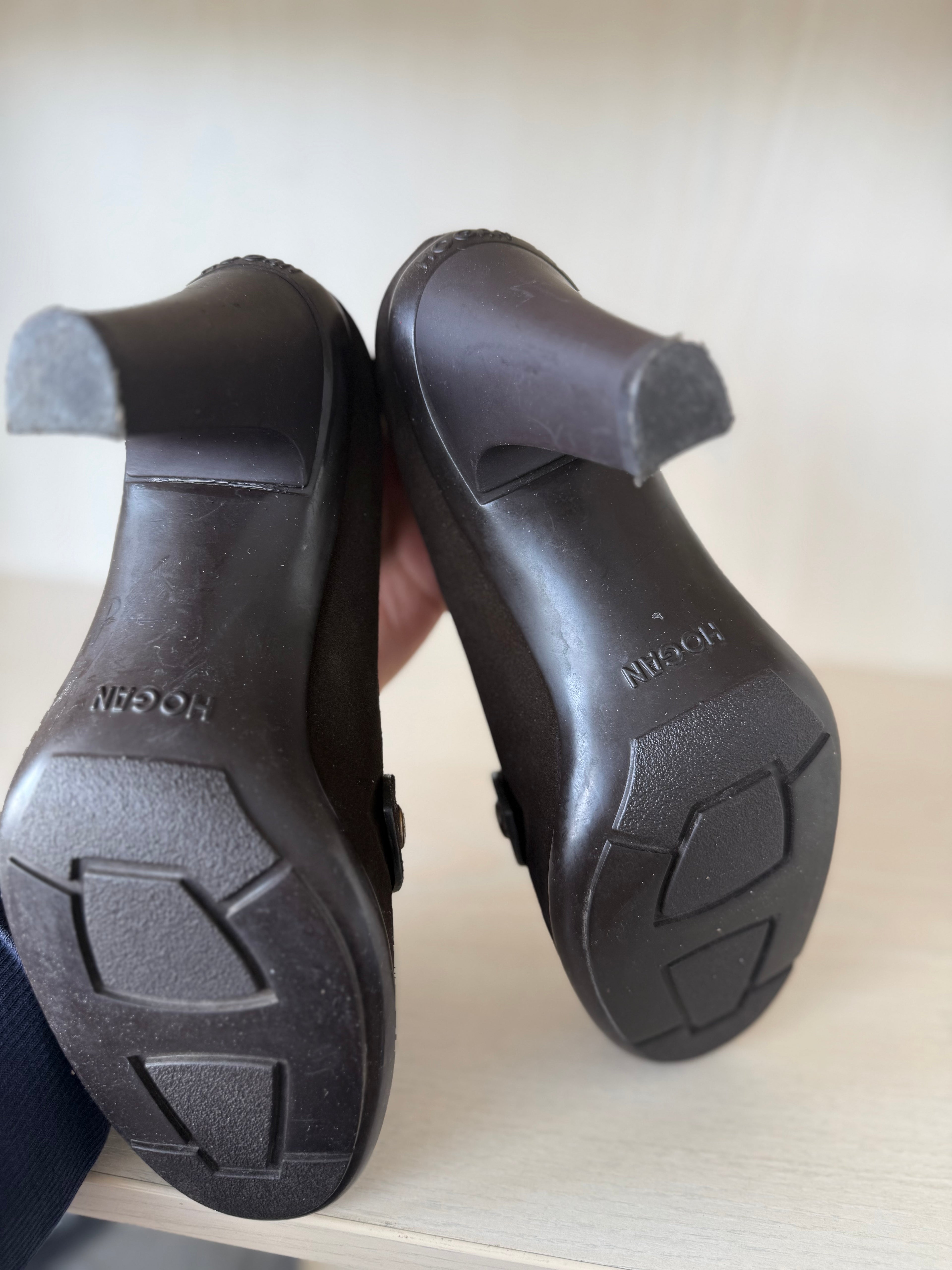 Hogan Damen Loafer – Veloursleder, Schwarz, Blockabsatz, Gr. 38, Sehr Gut