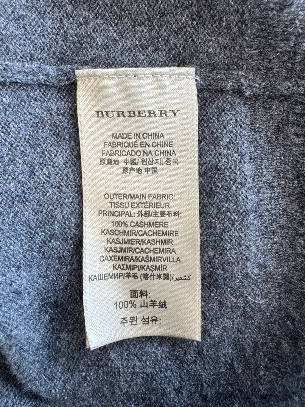 Burberry Kaschmir Crew Neck Pullover Grau Medium Guter Zustand