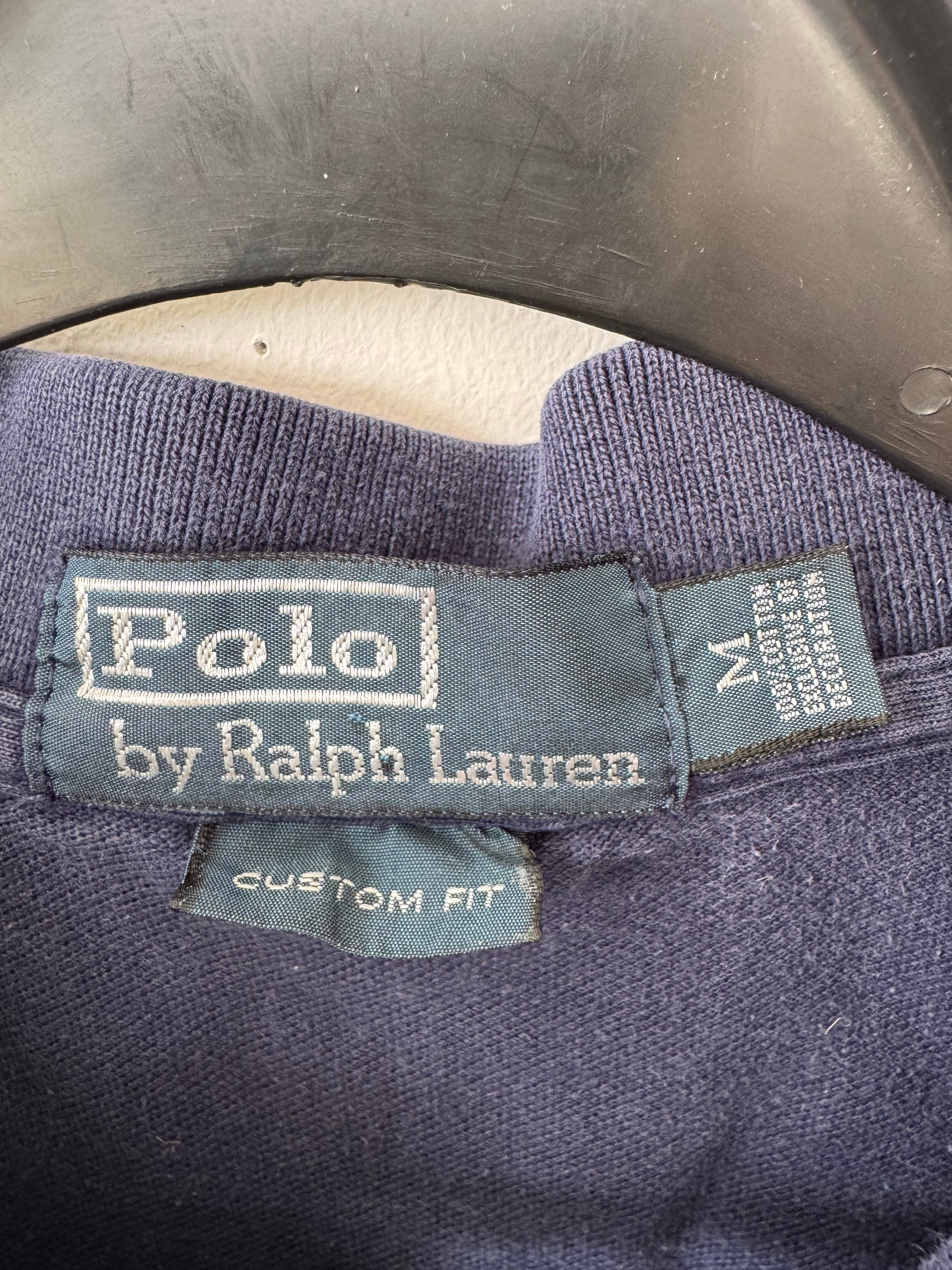 Polo Ralph Lauren Custom Fit Polo Shirt Navy Medium Cotton Good Condition