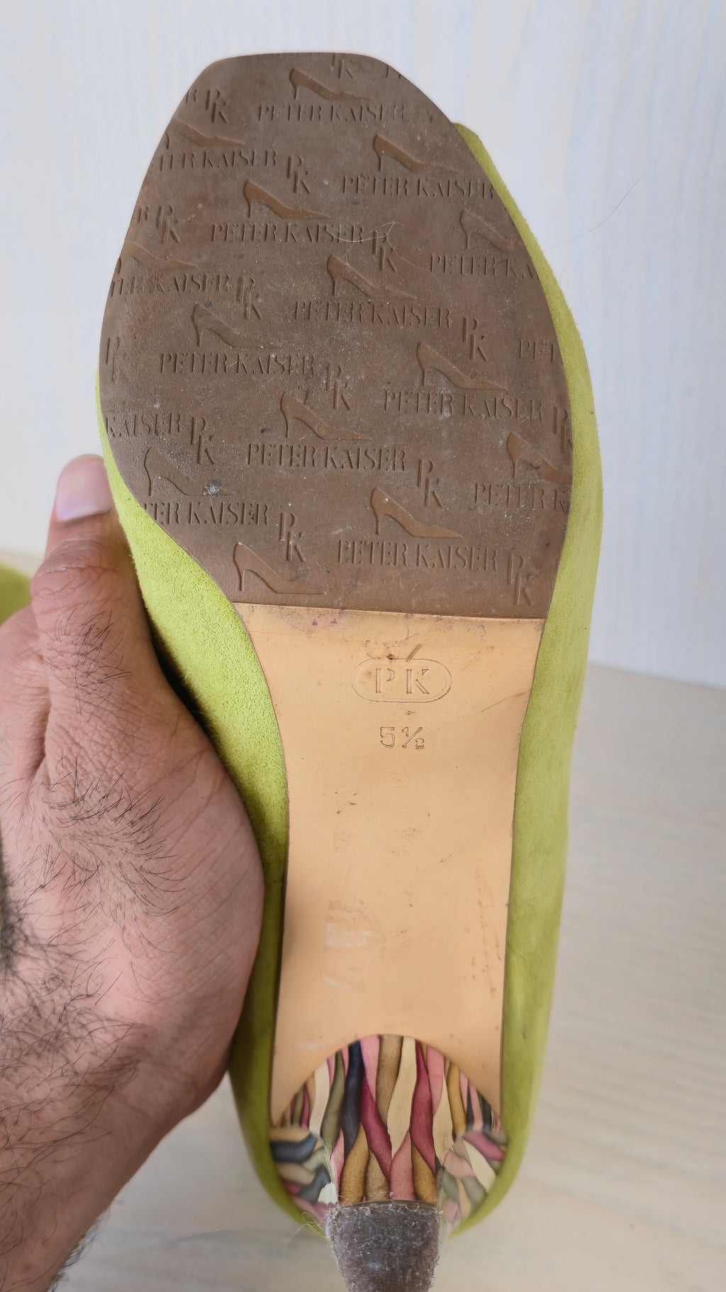 Peter Kaiser Suede Peep-Toe Pumps – Limettengrün, EU 38.5, Gebraucht
