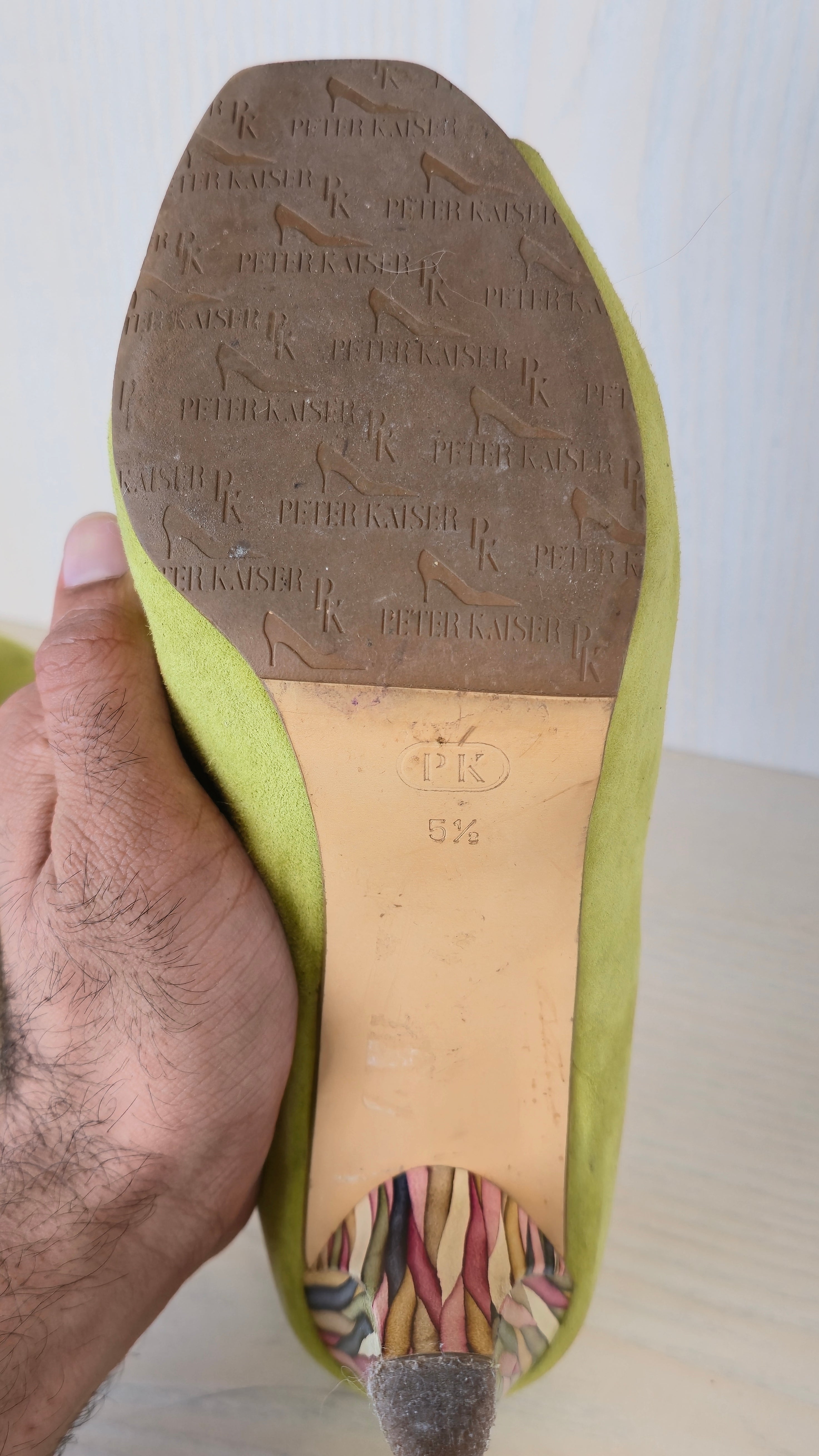 Peter Kaiser Suede Peep-Toe Pumps – Limettengrün, EU 38.5, Gebraucht