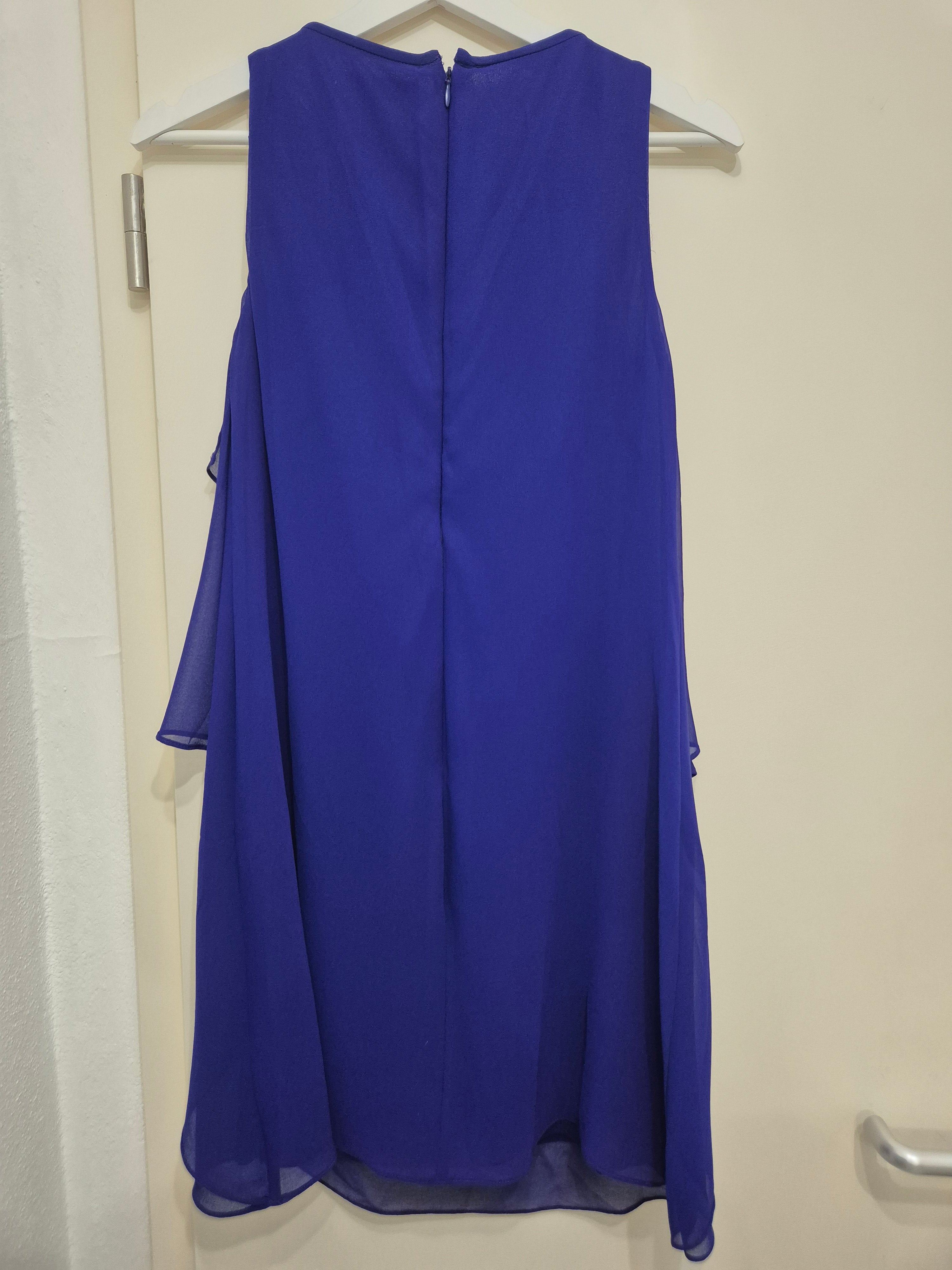 Lauren Ralph Lauren Sleeveless Ruffle Dress, Cobalt Blue, Size 36, Normal Use