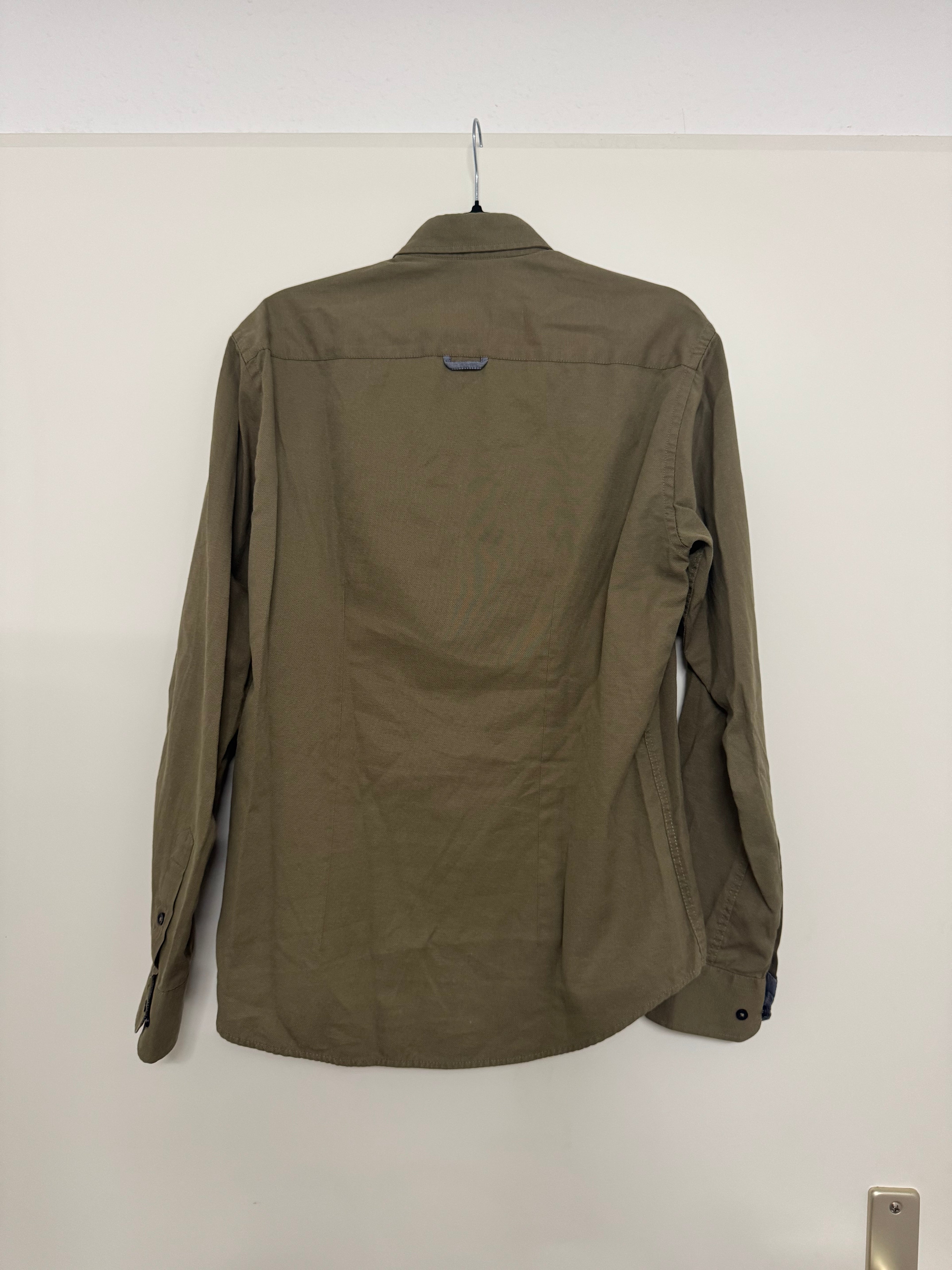 Beige Dash & Dot Slim-Fit Shirt, Size M, Cotton Blend, Normal Use