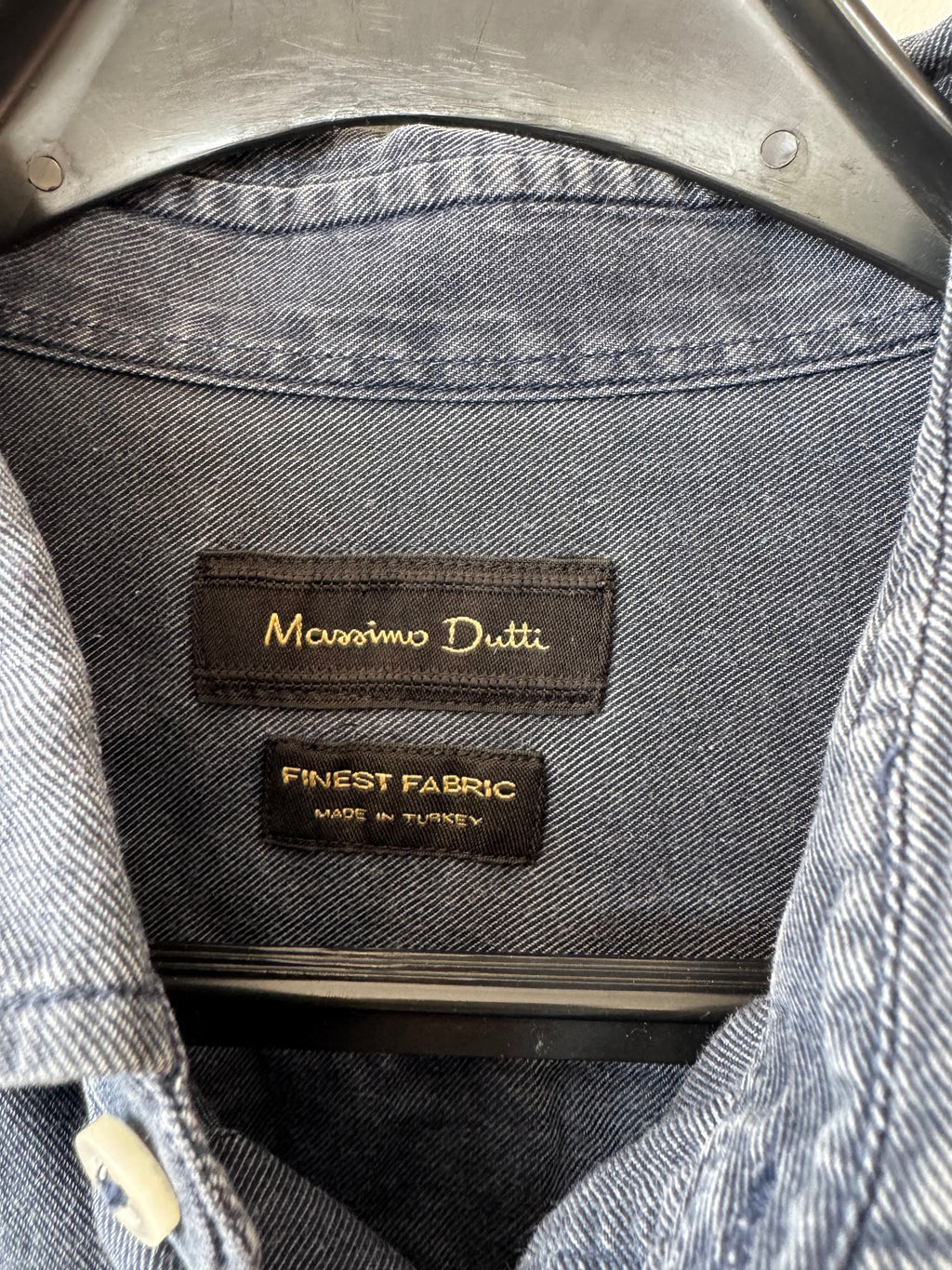 Massimo Dutti Denim Long Sleeve Shirt Dark Blue M Good Condition