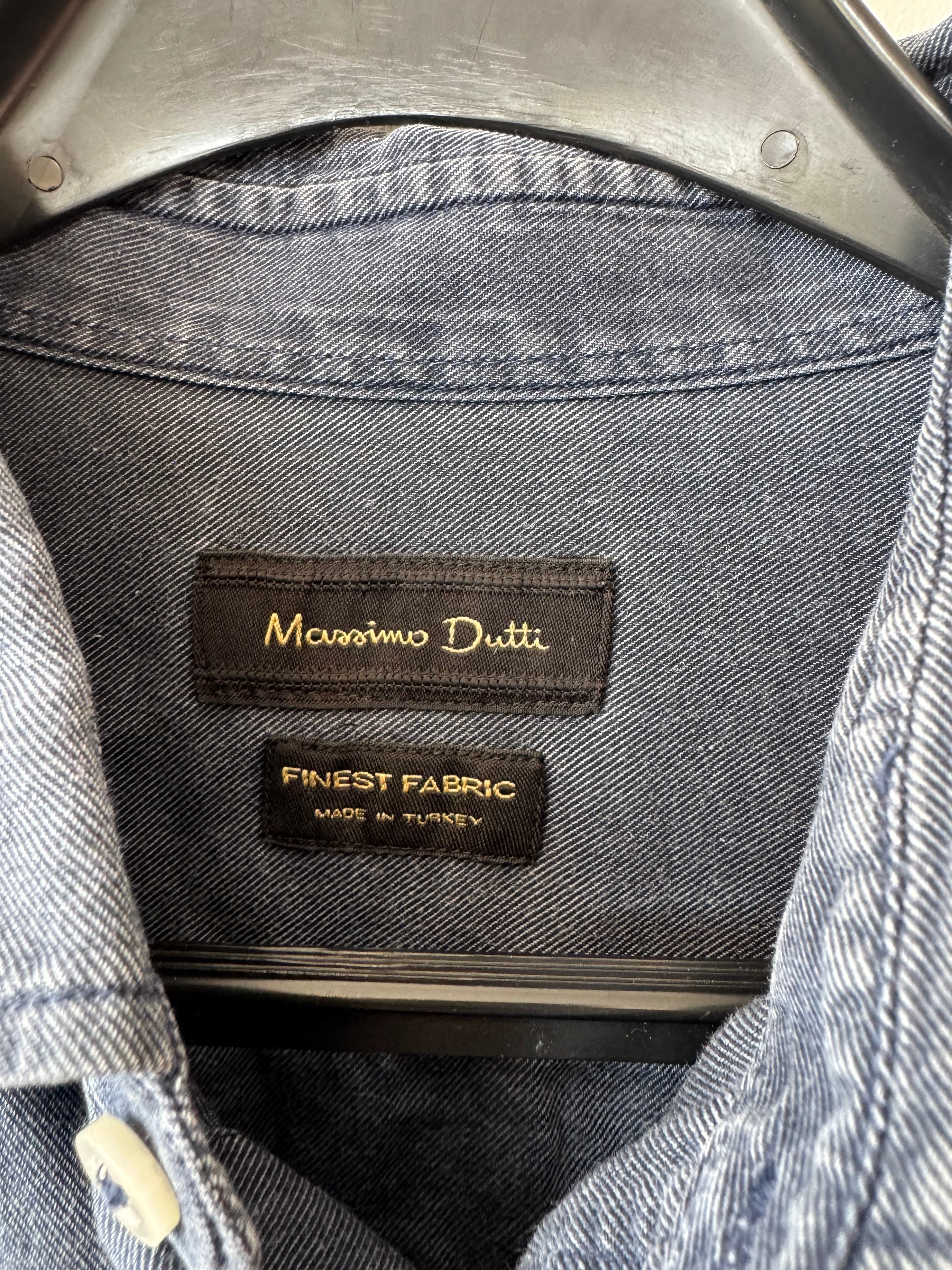 Massimo Dutti Denim Long Sleeve Shirt Dark Blue M Good Condition