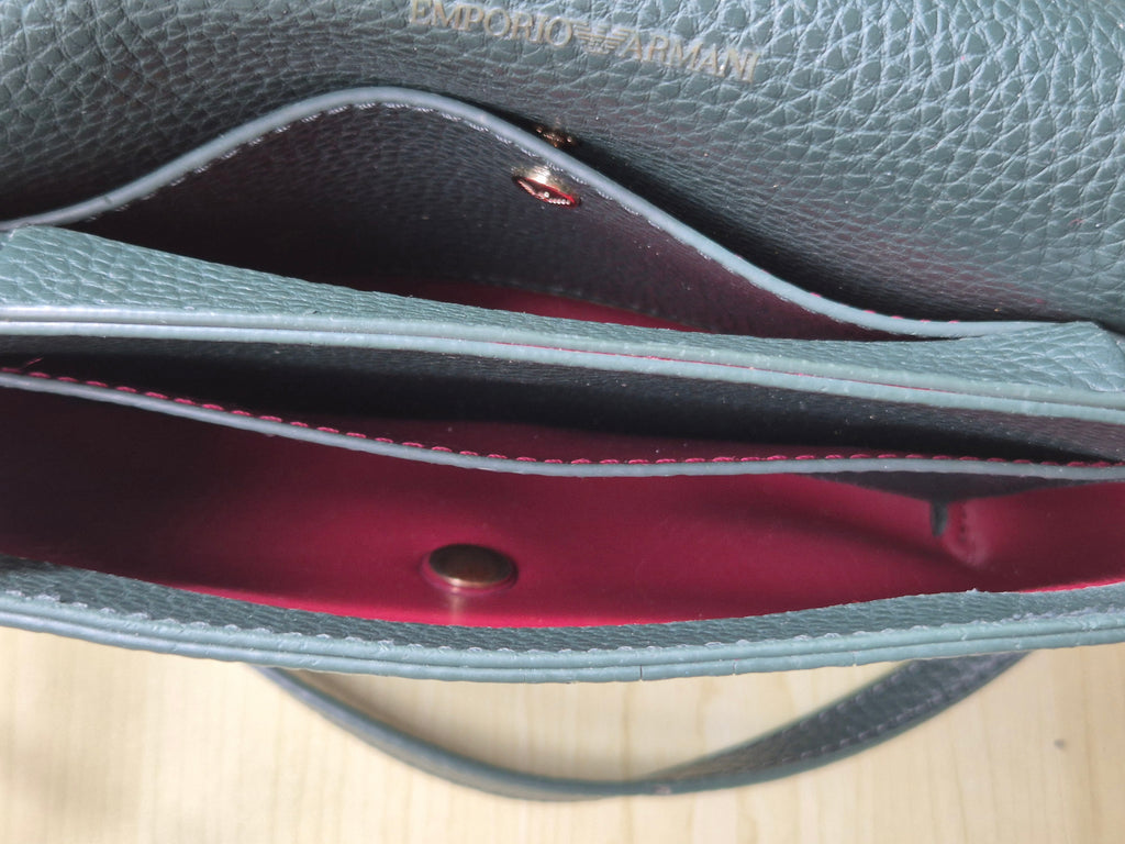 Emporio Armani Umhängetasche – Leder, grün/rot, guter Zustand, 20x16x6cm