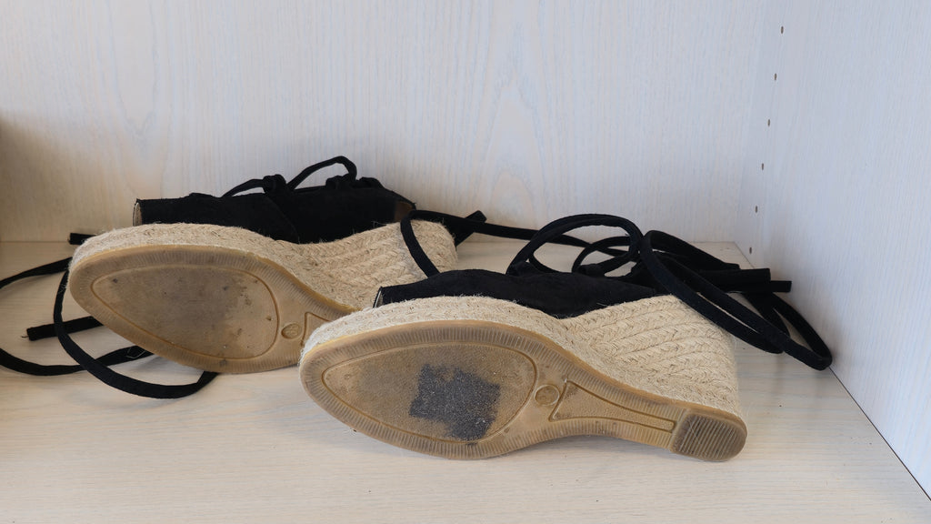 Twinset black suede wedge espadrilles EU 38, good condition with box