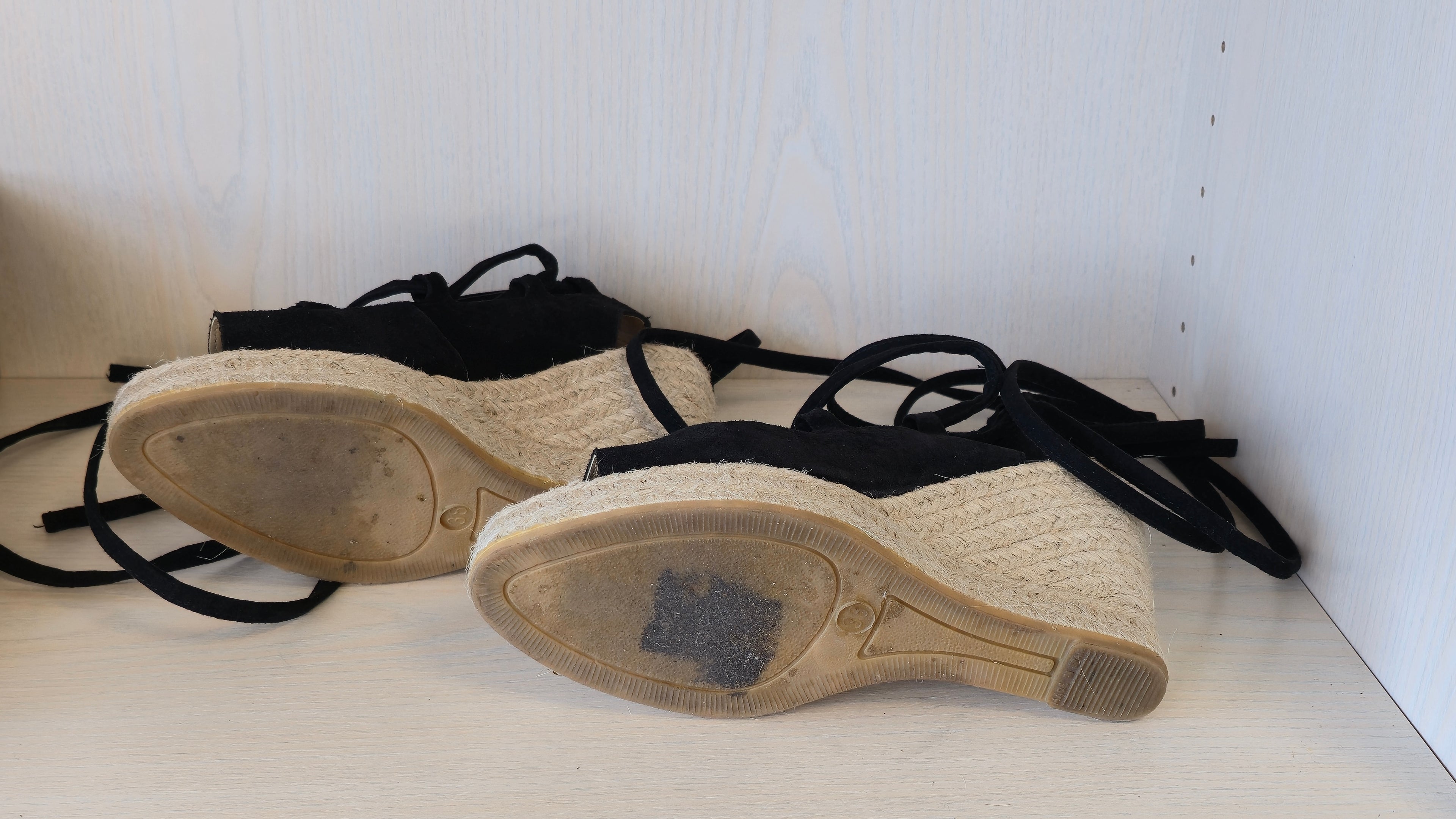 Twinset black suede wedge espadrilles EU 38, good condition with box