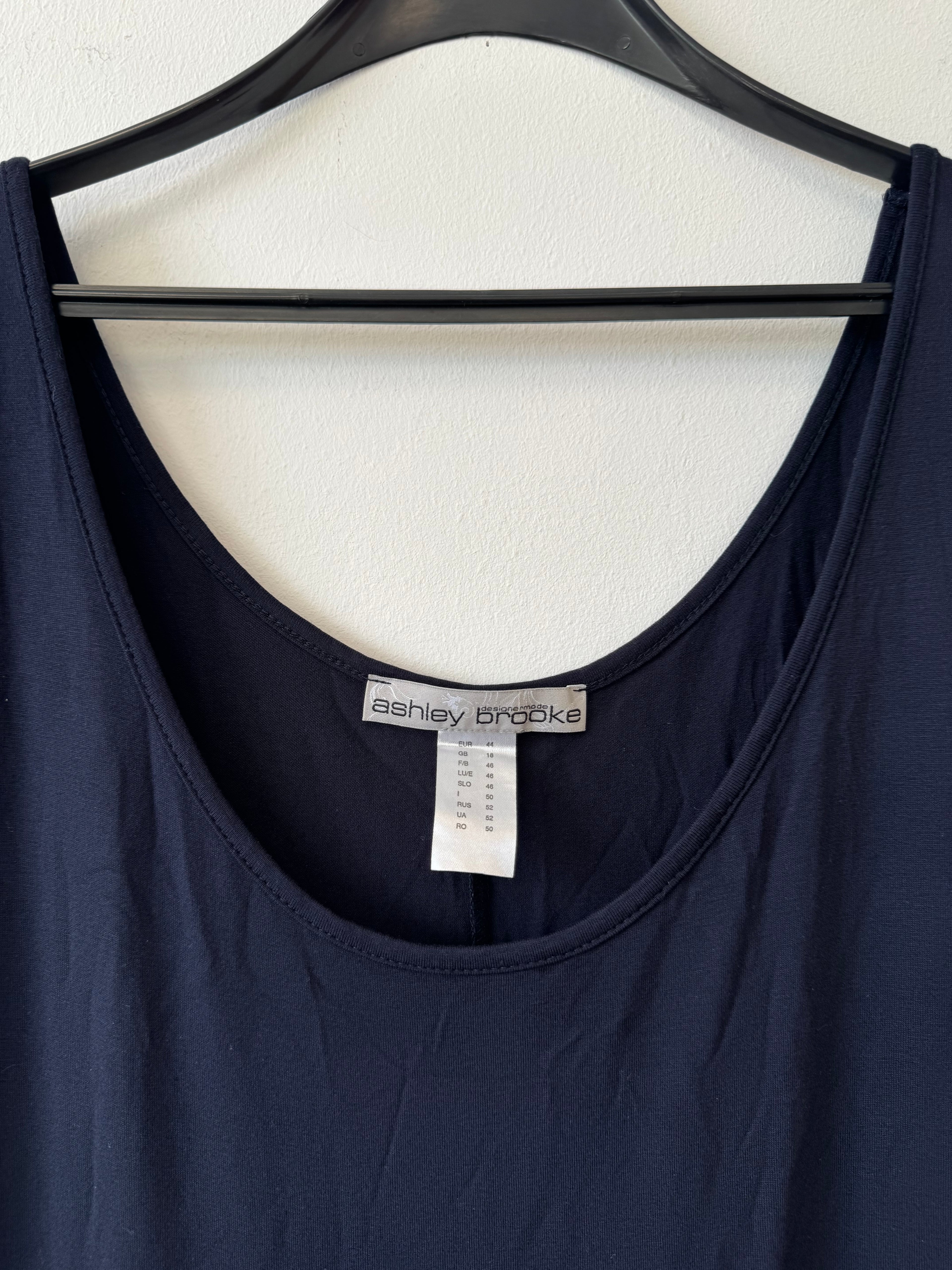 Ashley Brooke Cocktail Dress – Navy Blue, Chiffon & Sequins, Size 44, Very Good