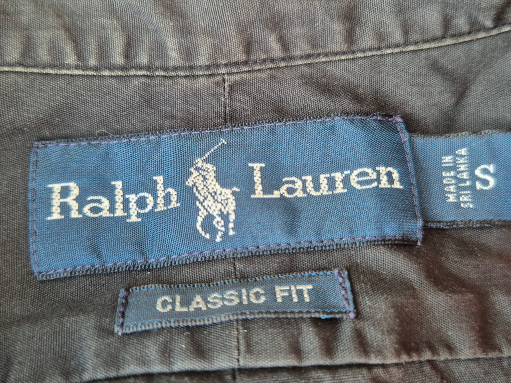Ralph Lauren Classic Fit Shirt S Black Purple Logo 100% Cotton Good Condition