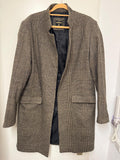 Koton Long Plaid Coat, Size L, Beige Checked, Like New