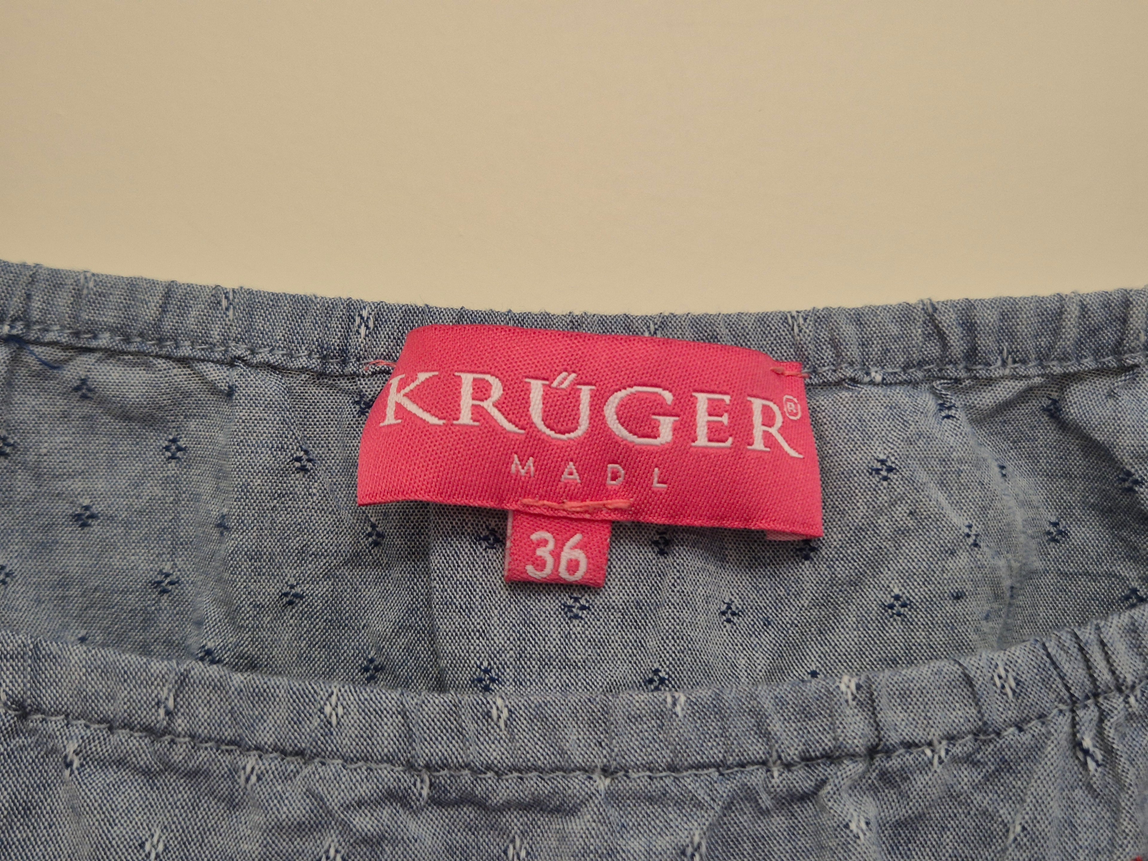 Krüger Madl Embroidered Blouse Blue/Red, EU 36, Good Condition