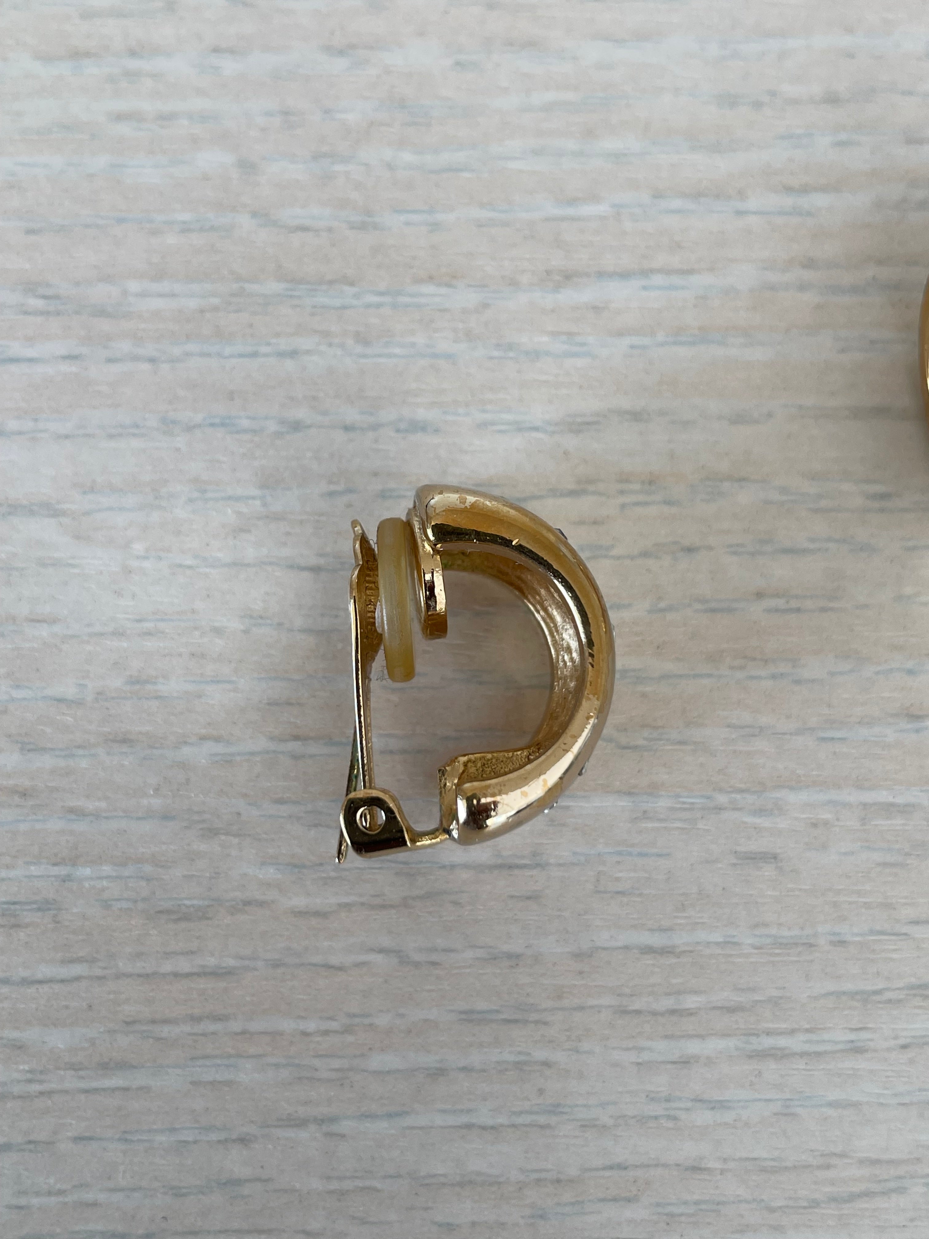 Vintage Swarovski Crystal Clip-On Earrings, Gold Tone, Medium, Very Good