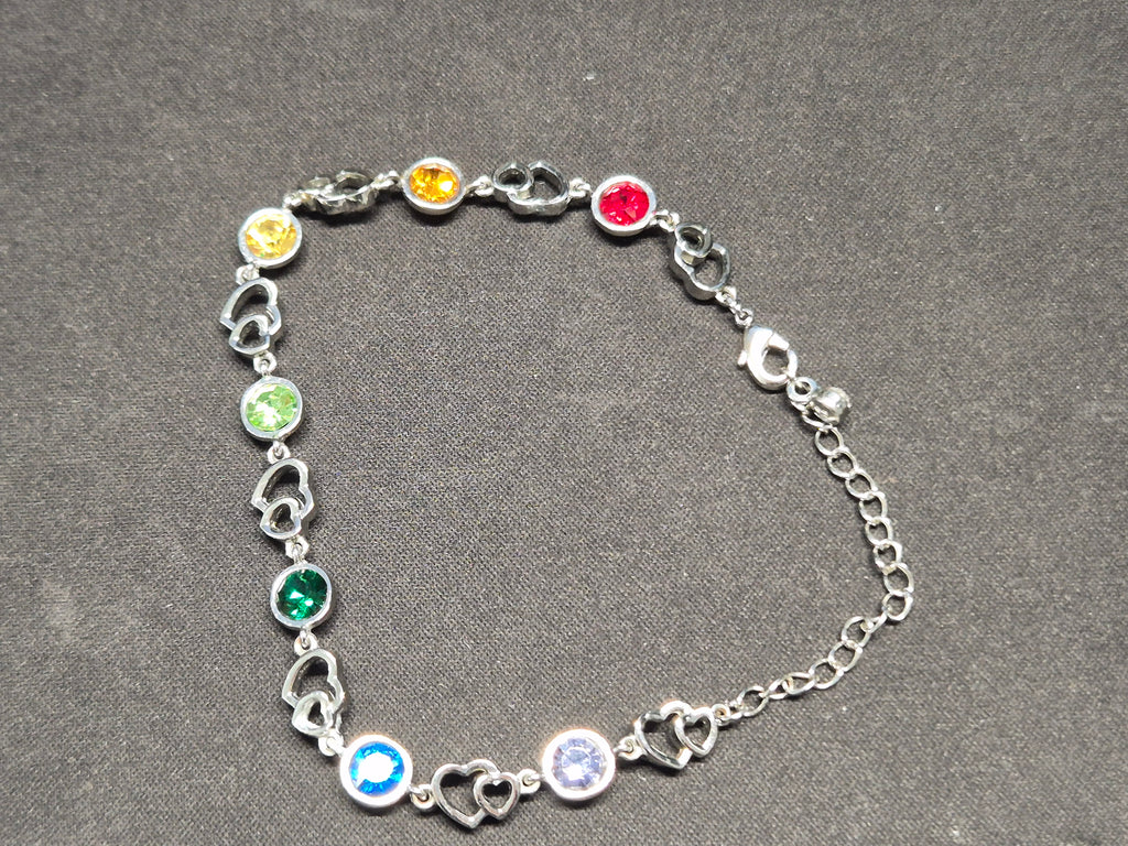 MKM Design Regenbogen Herz Armband | Verstellbar 16–20 cm | Silberfarben | Top