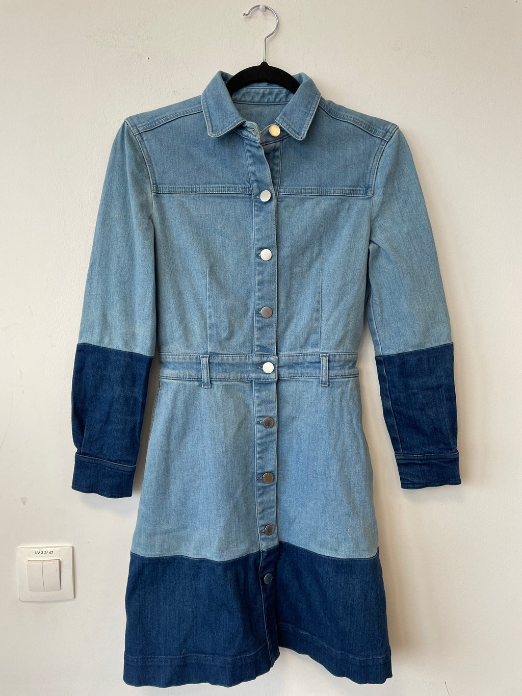 Stella McCartney Two-Tone Denim Shirt Dress Blue, Size 38/M, Very Good