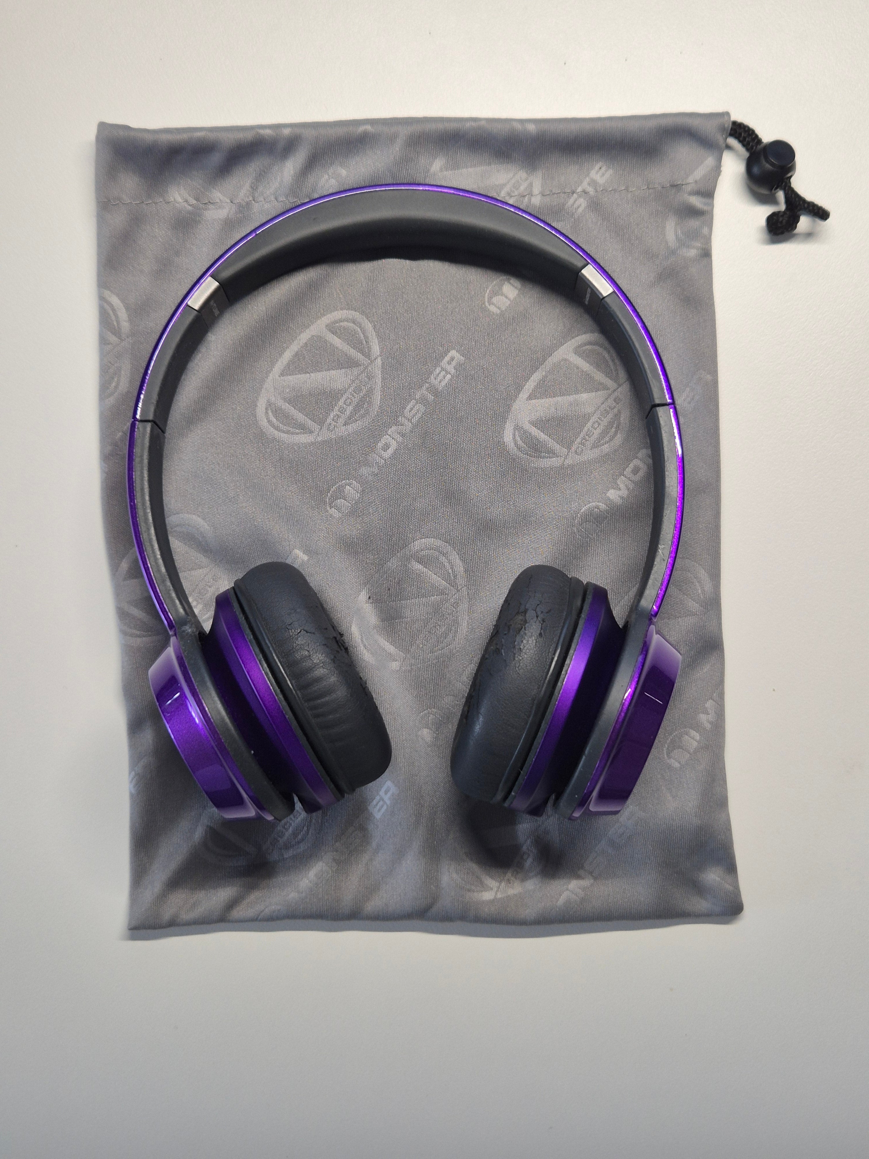 Monster N-Credible N-Tune On-Ear Headphones Purple, Detachable Cable, Pouch