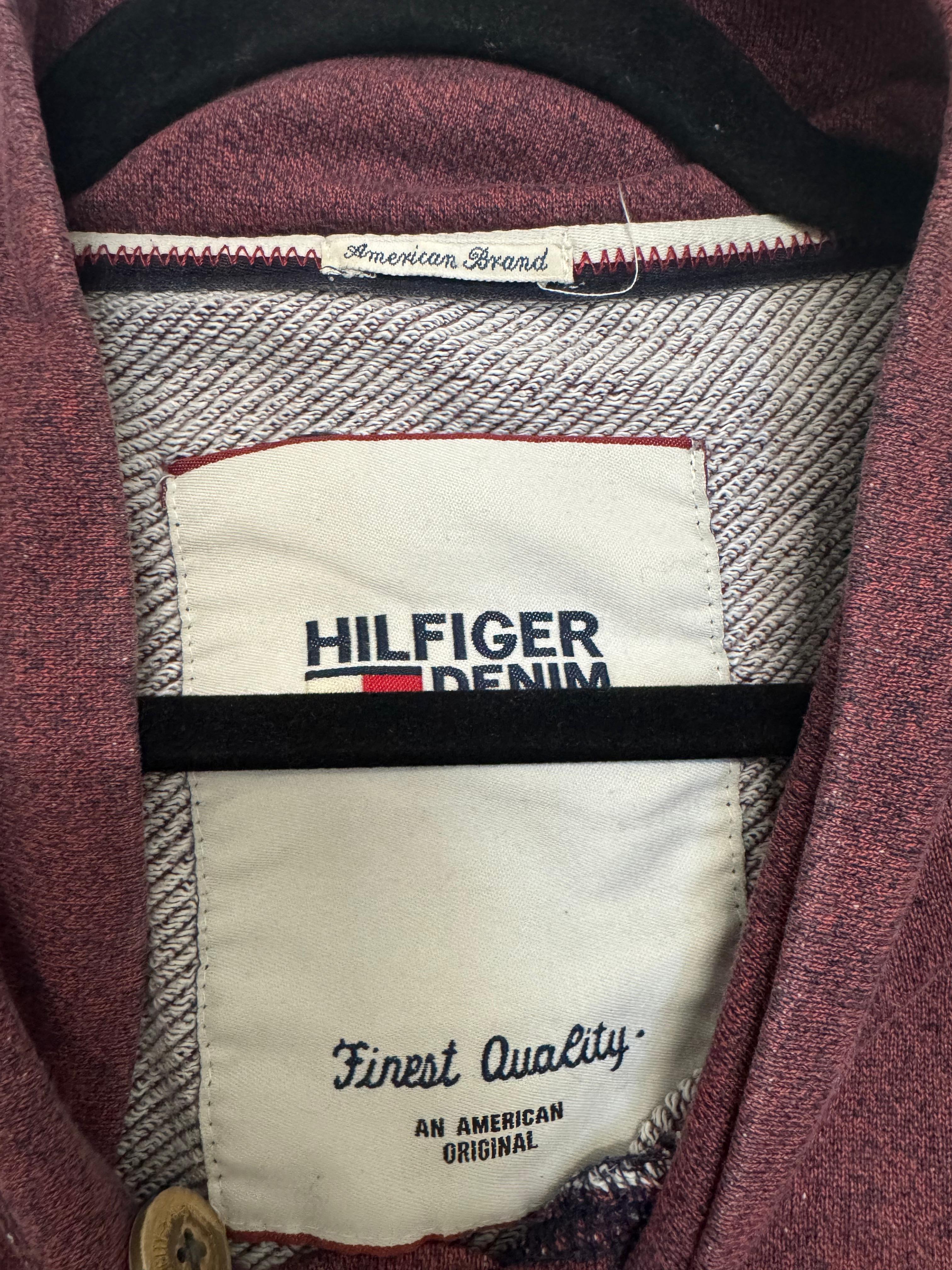 Tommy Hilfiger Denim Men’s Shawl Collar Sweater Bordeaux Size M Good Condition