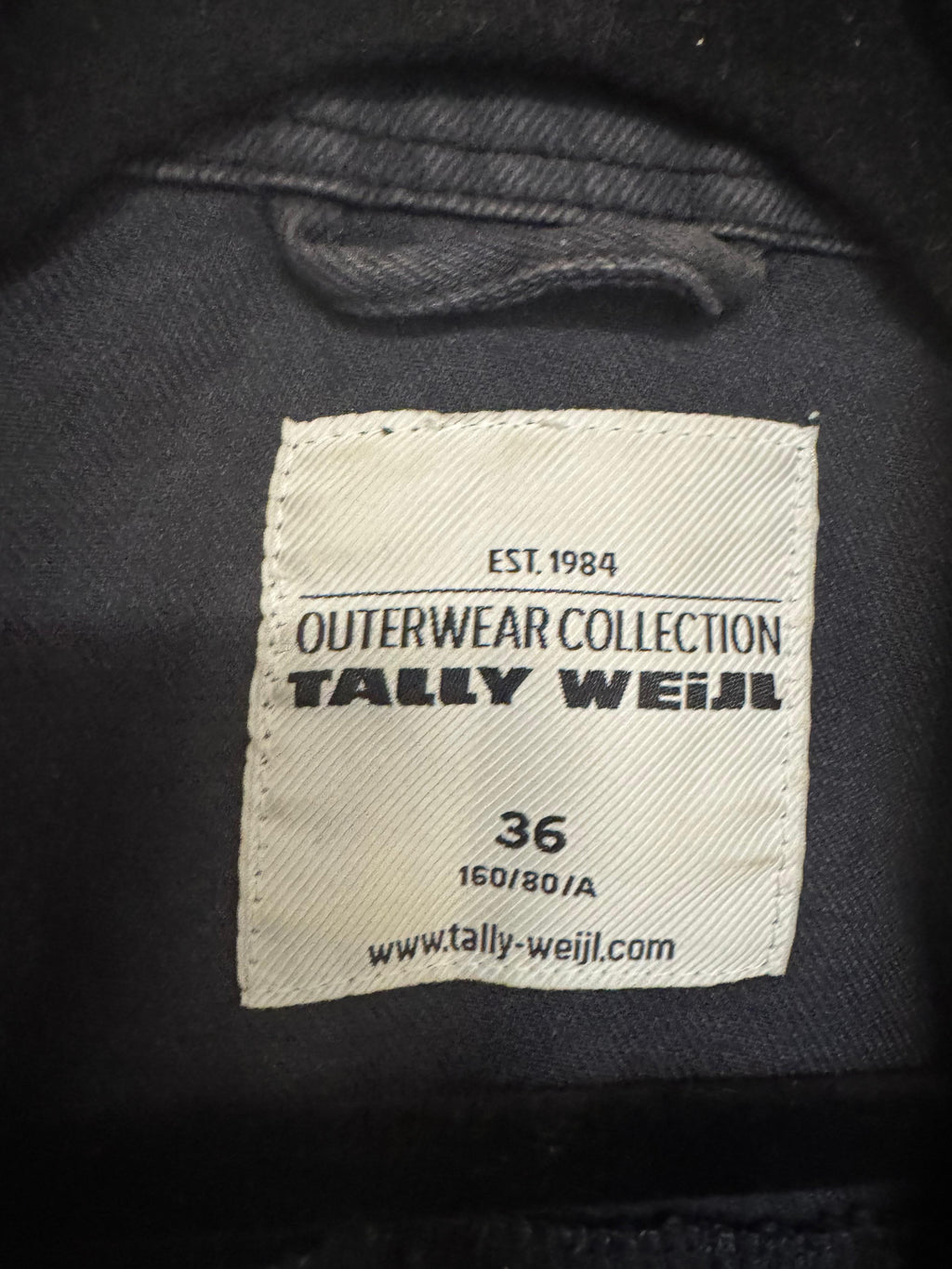 Tally Weijl Denim Jacket – Black, Size 36, Metal Pins, Very Good Condition